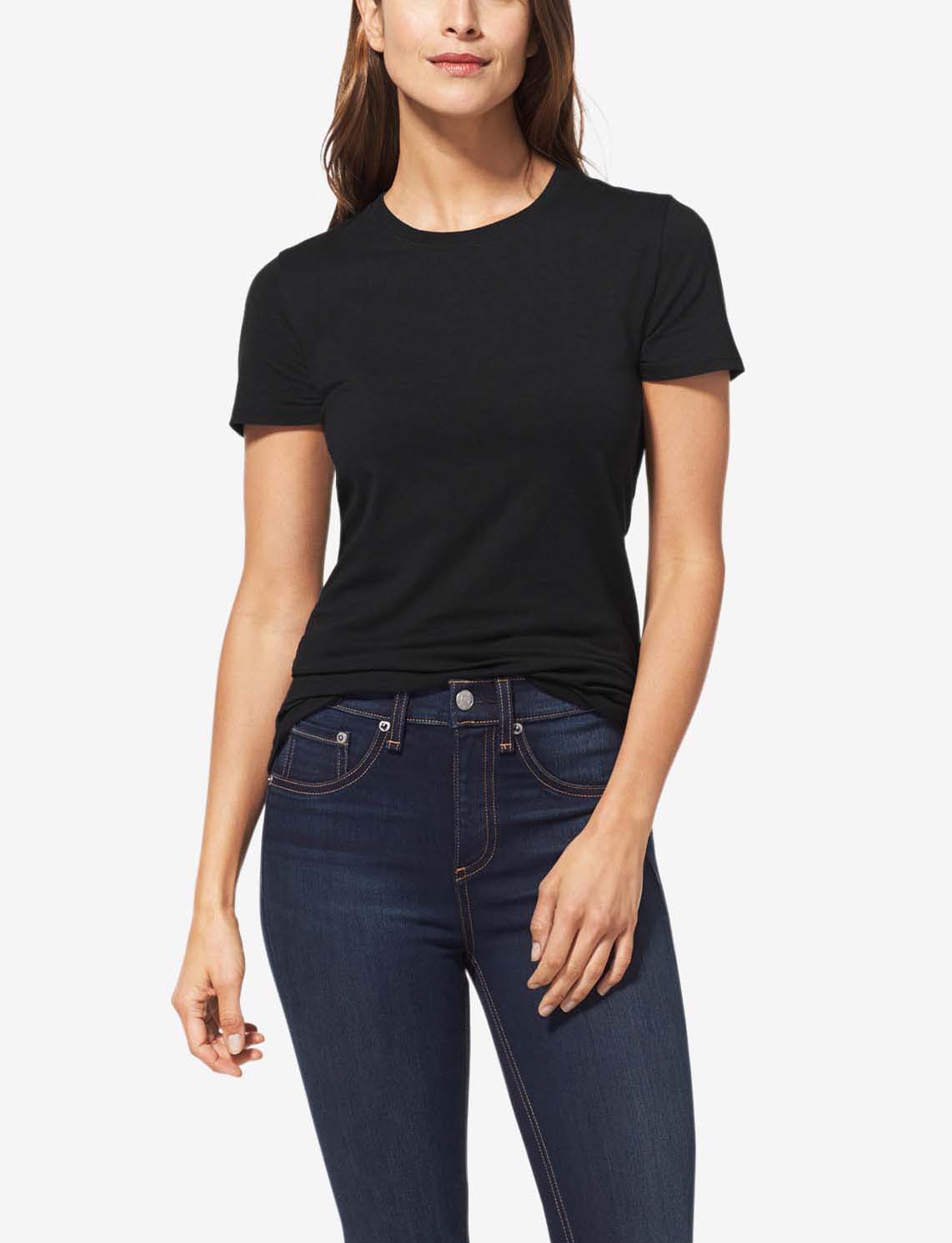 Women's Second Skin Crew Neck Tee::Black