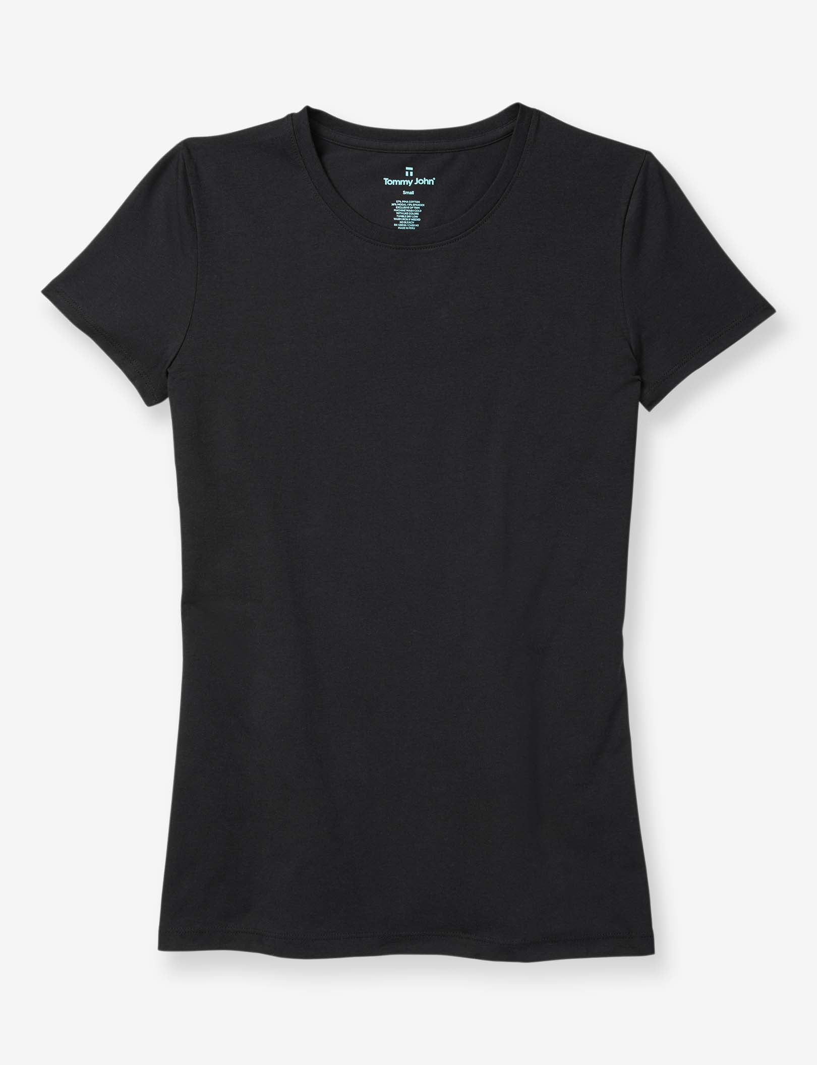 Women's Second Skin Crew Neck Tee::Black