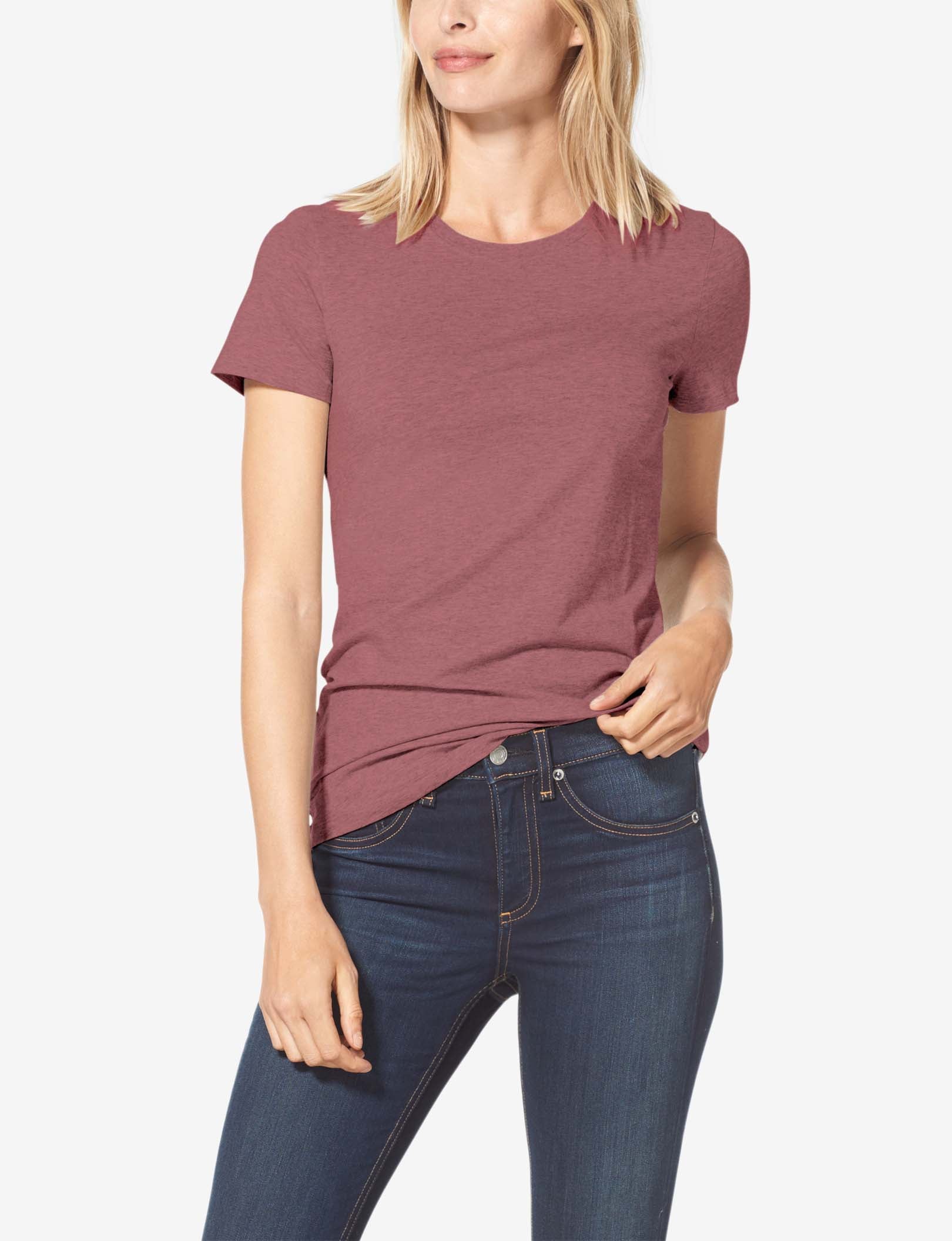 Women's Second Skin Crew Neck Tee::Rose Brown