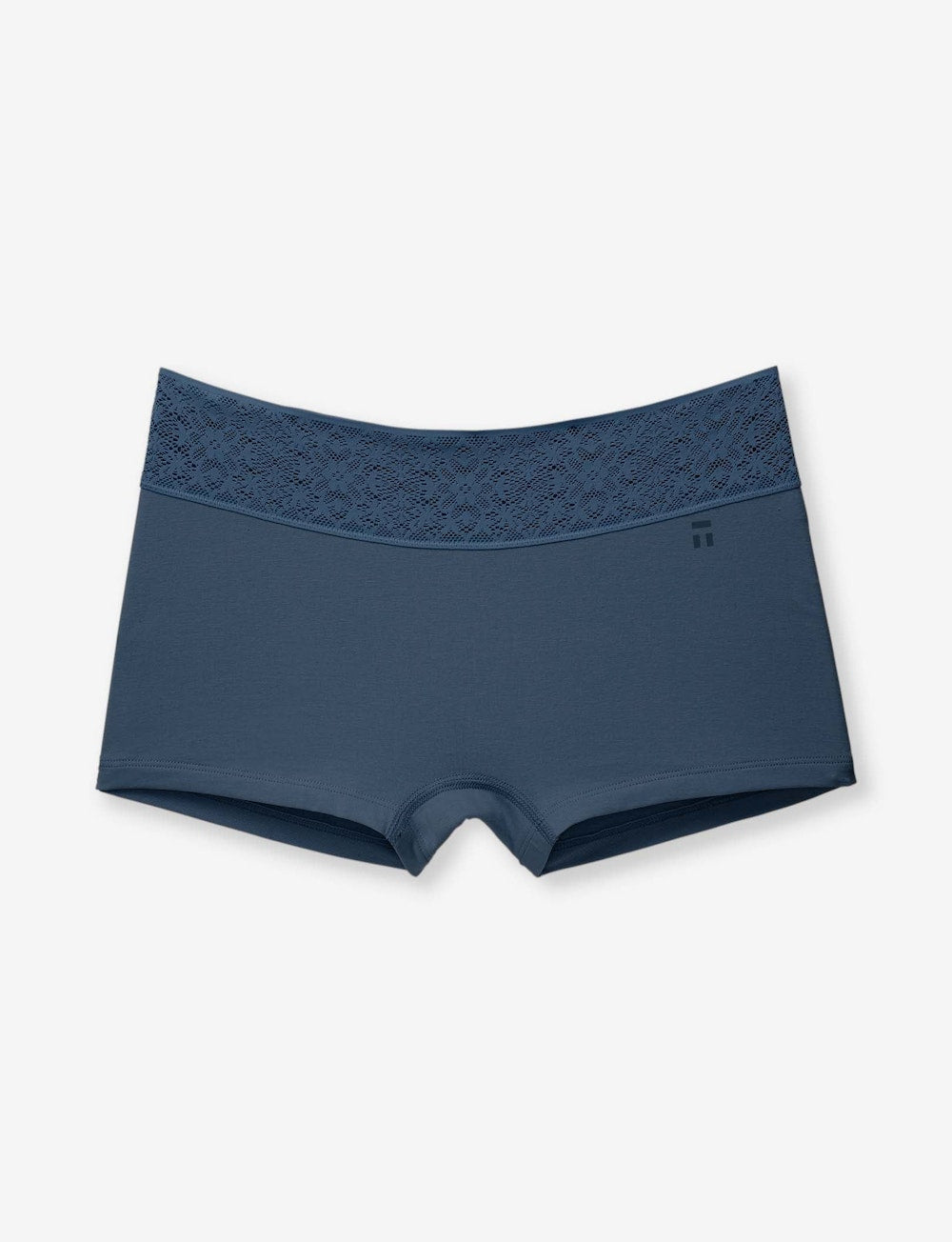Women's Cool Cotton Boyshort, Lace Waist::Navy Lace Waist