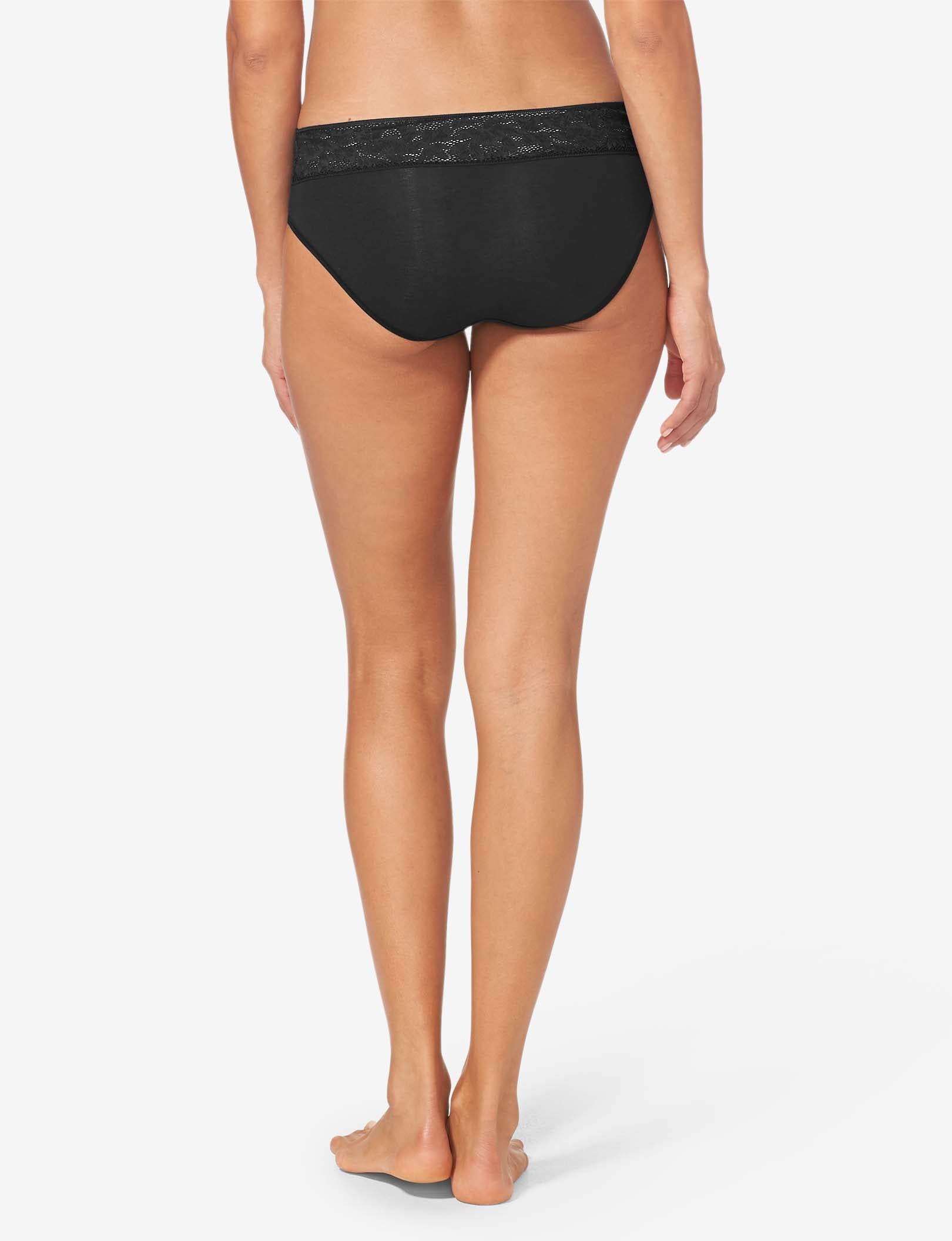 Women's Second Skin Brief, Lace Waist (3-Pack)::Black/Maple Sugar/Soft Pink