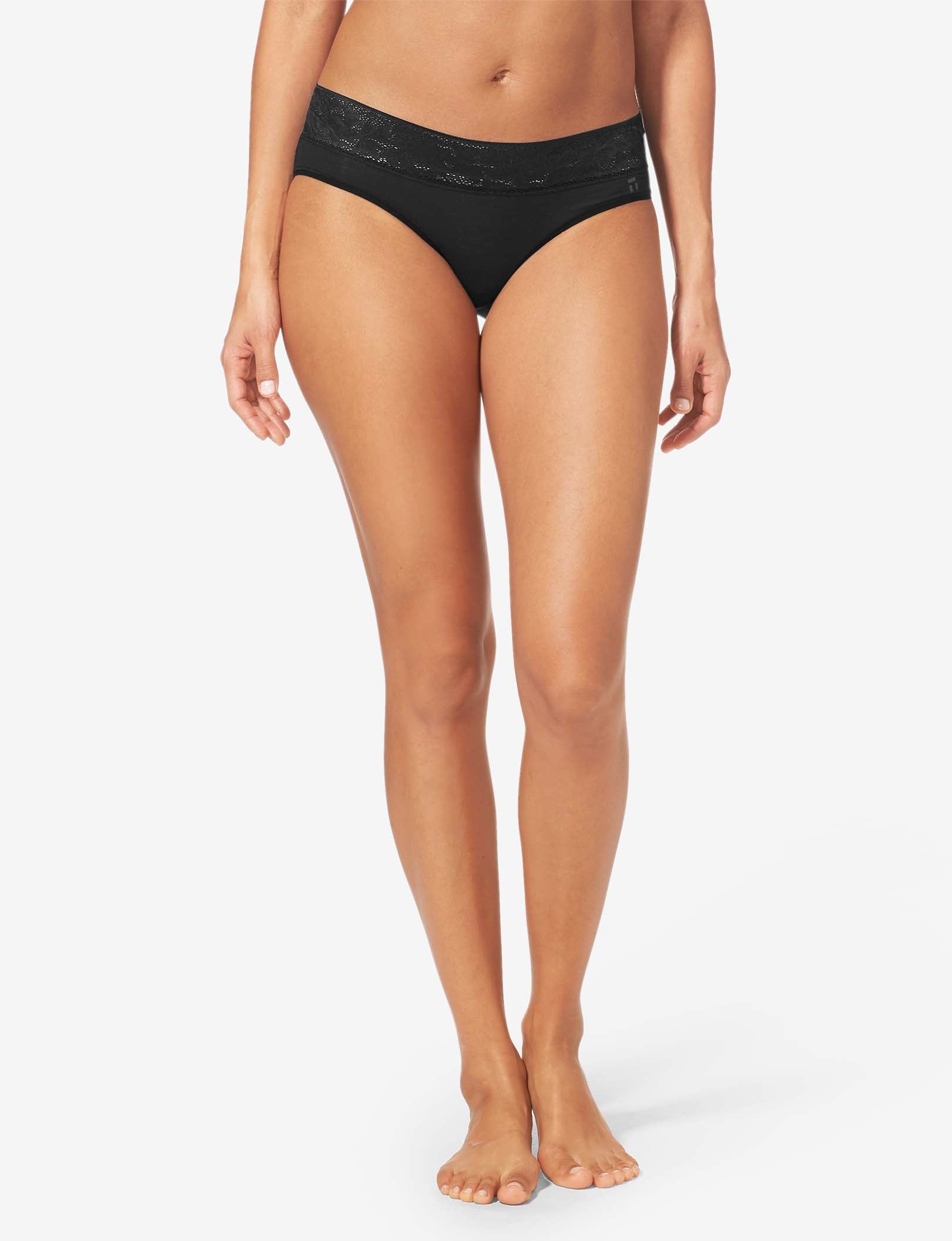 Women's Second Skin Brief, Lace Waist (3-Pack)::Black/Maple Sugar/Soft Pink