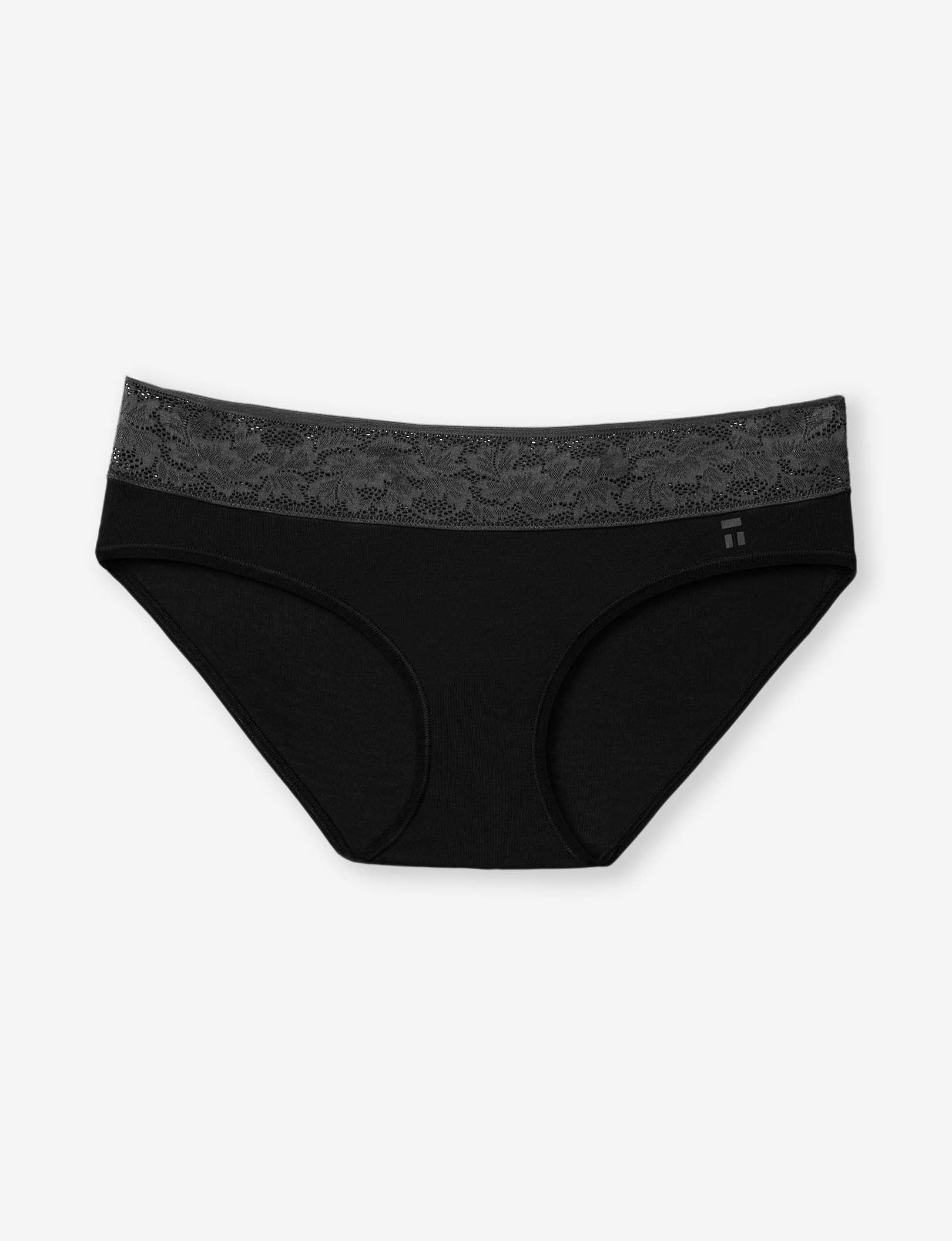 Women's Second Skin Brief, Lace Waist::Black Lace
