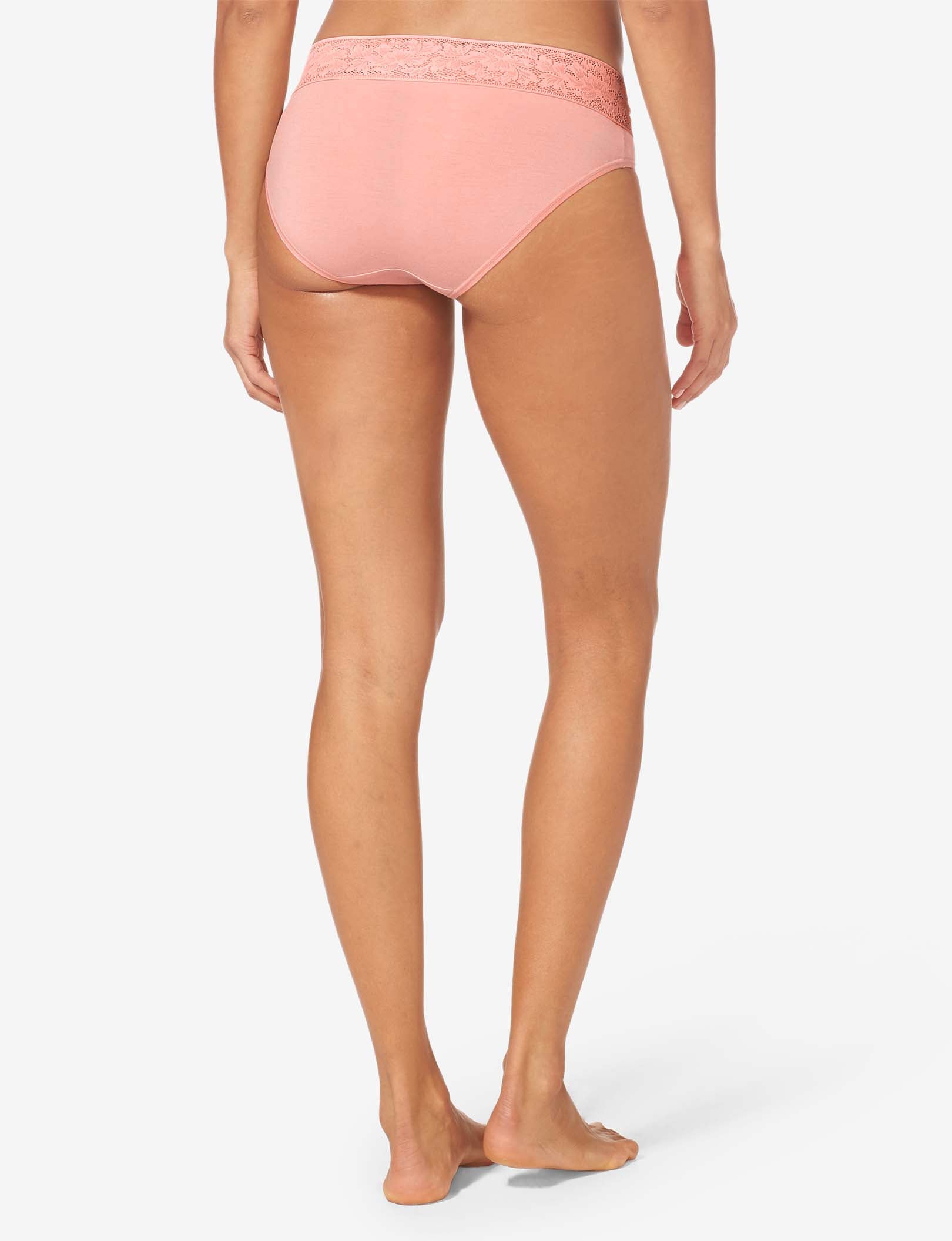 Women's Second Skin Brief, Lace Waist::Apricot Blush Lace