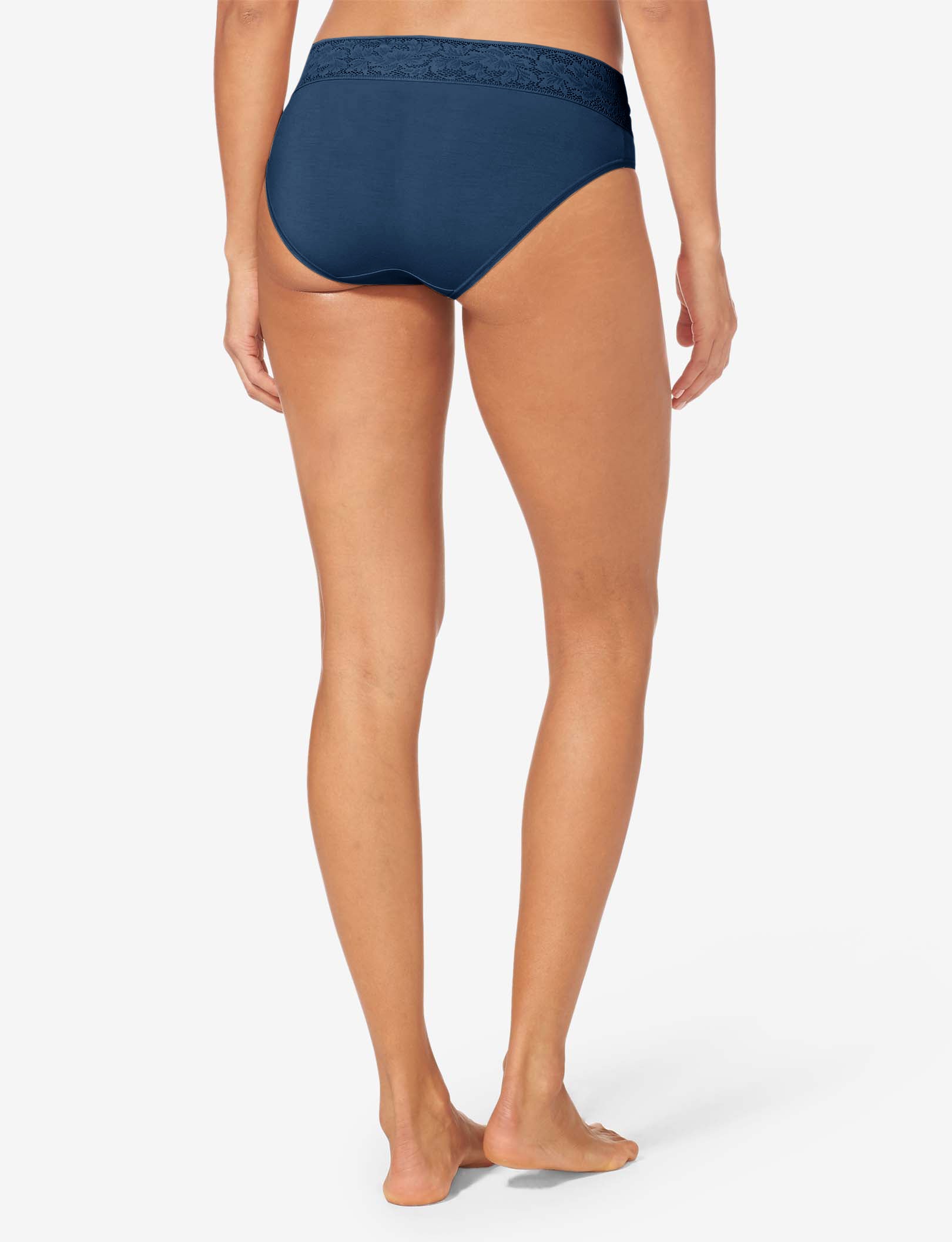 Women's Second Skin Brief, Lace Waist::Dress Blues Lace