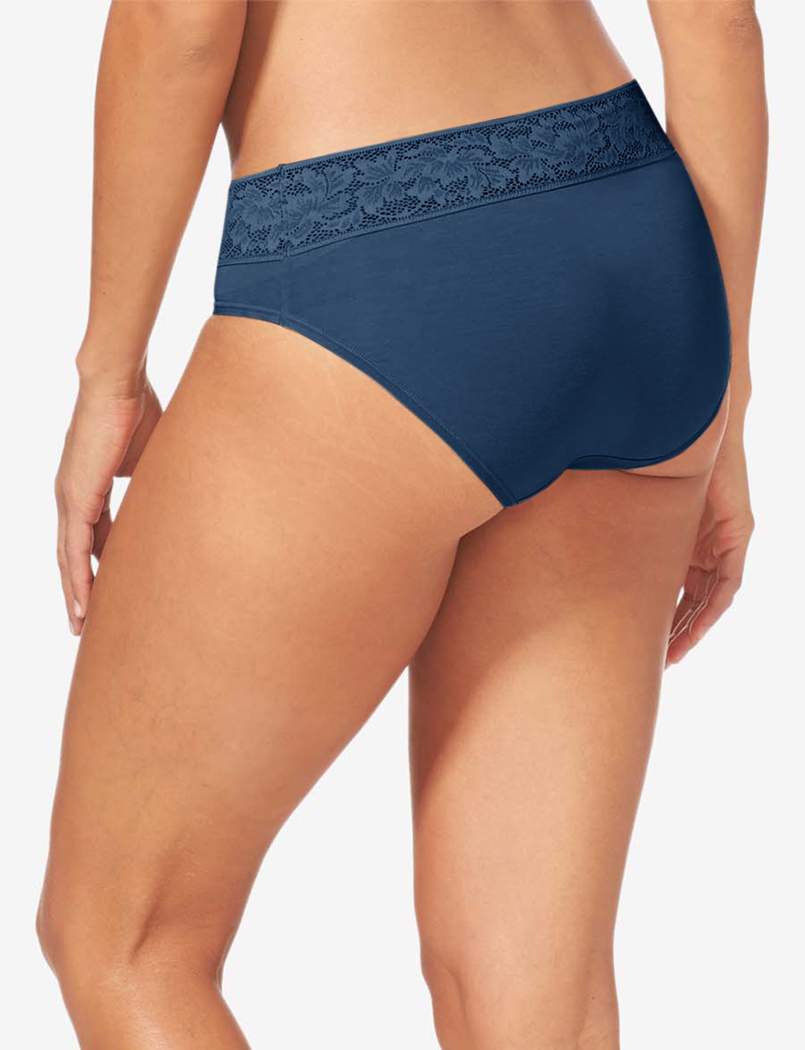 Women's Second Skin Brief, Lace Waist::Dress Blues Lace