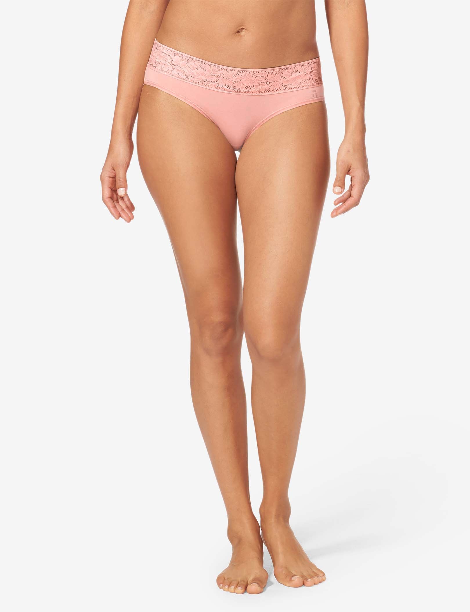 Women's Second Skin Brief, Lace Waist::Apricot Blush Lace