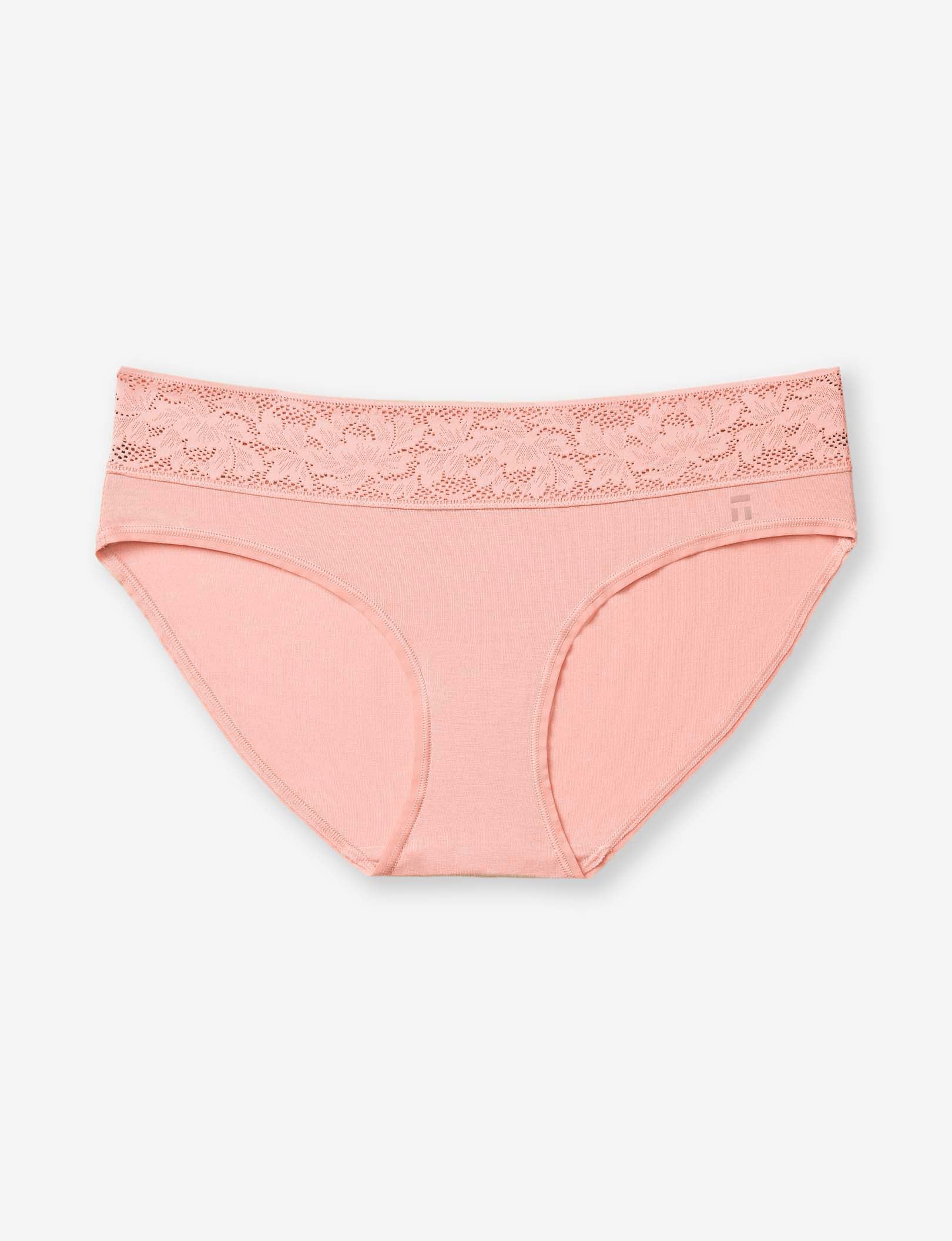 Women's Second Skin Brief, Lace Waist::Apricot Blush Lace