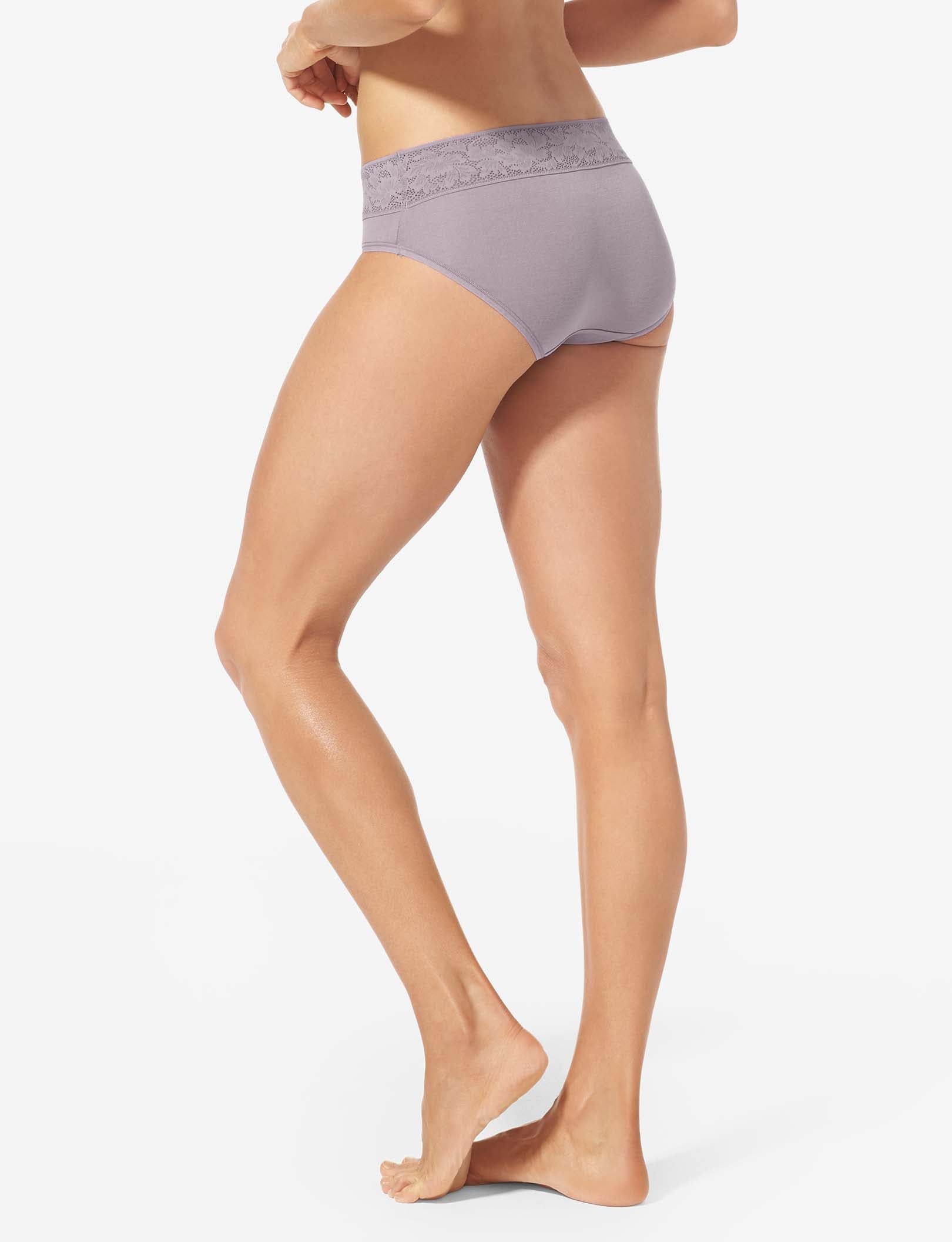 Women's Second Skin Brief, Lace Waist::Gray Ridge Lace
