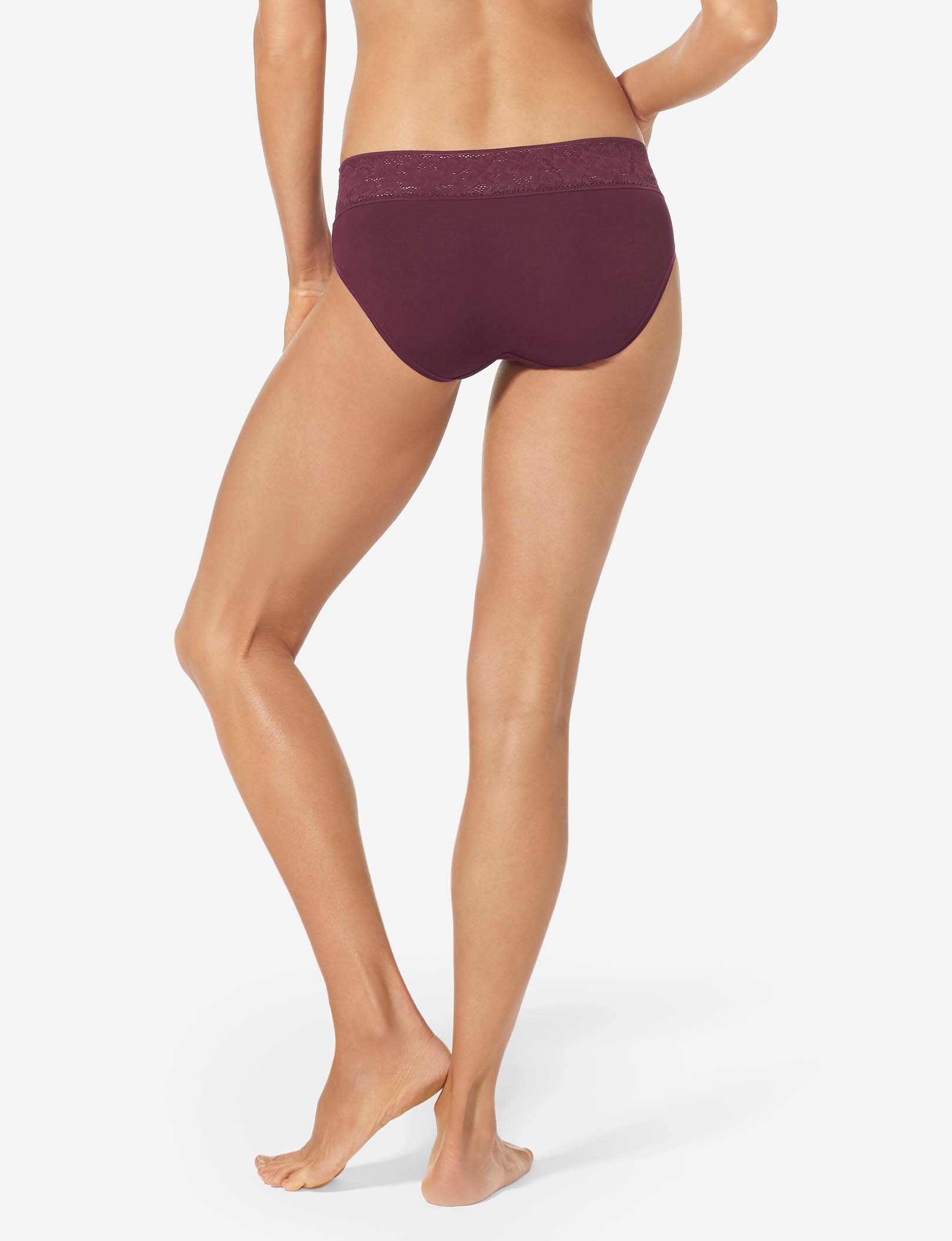 Women's Second Skin Brief, Lace Waist::Winetasting Lace