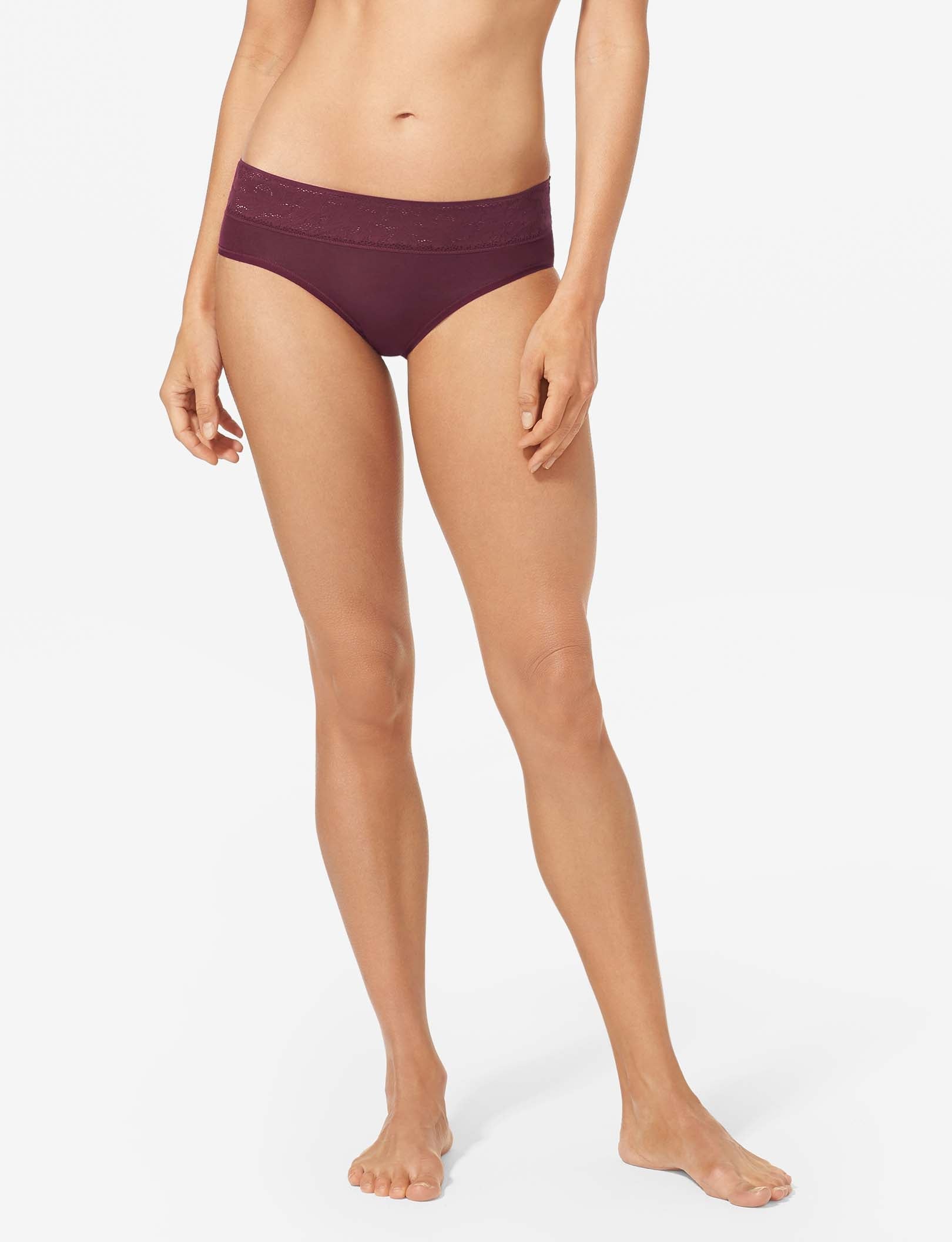 Women's Second Skin Brief, Lace Waist::Winetasting Lace