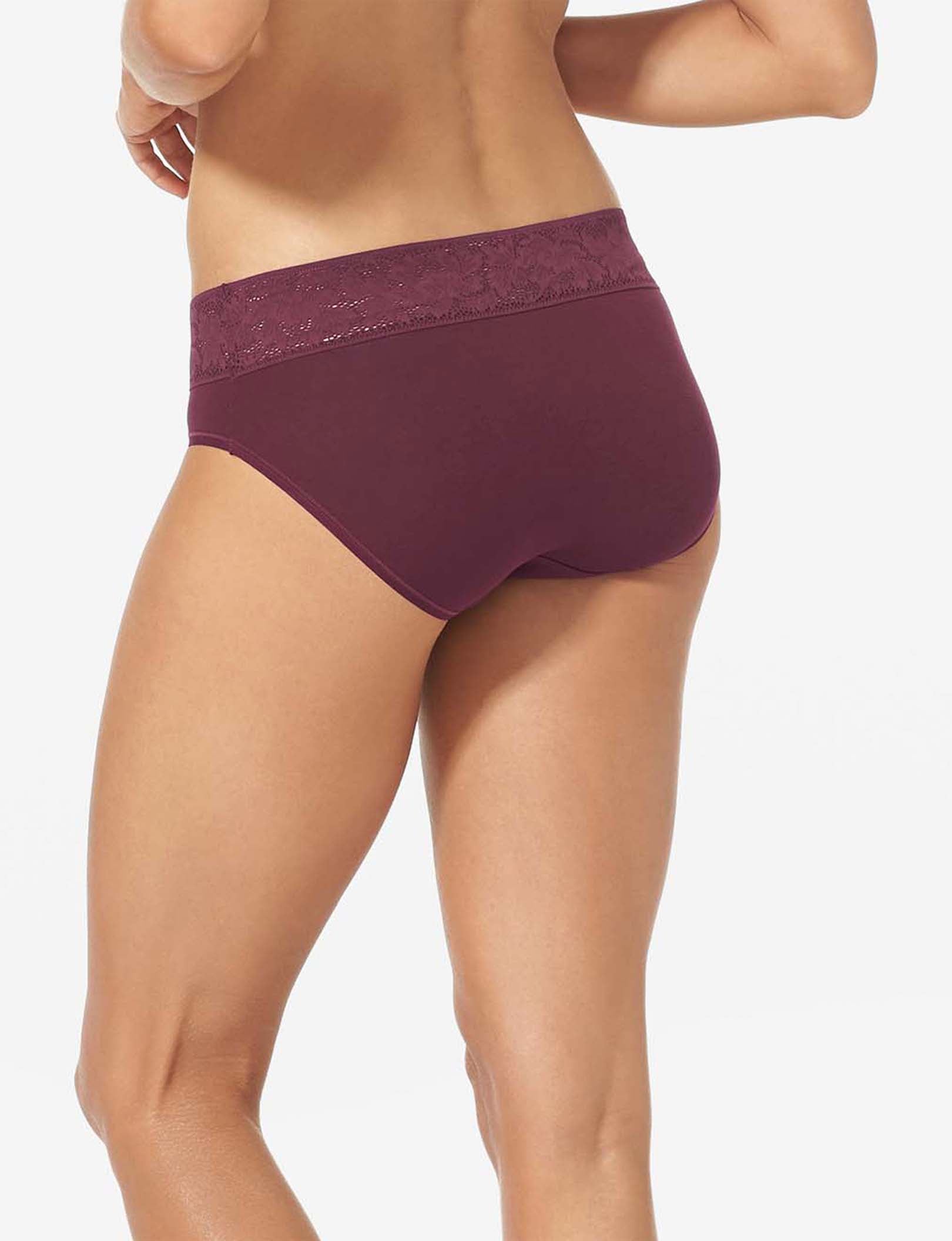 Women's Second Skin Brief, Lace Waist::Winetasting Lace