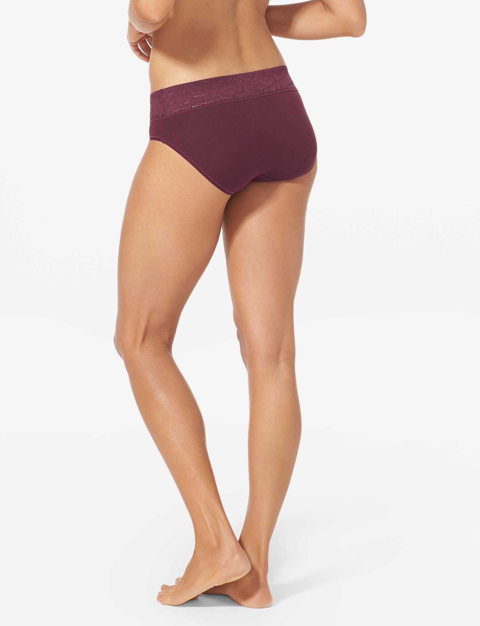 Women's Second Skin Brief, Lace Waist::Winetasting Lace