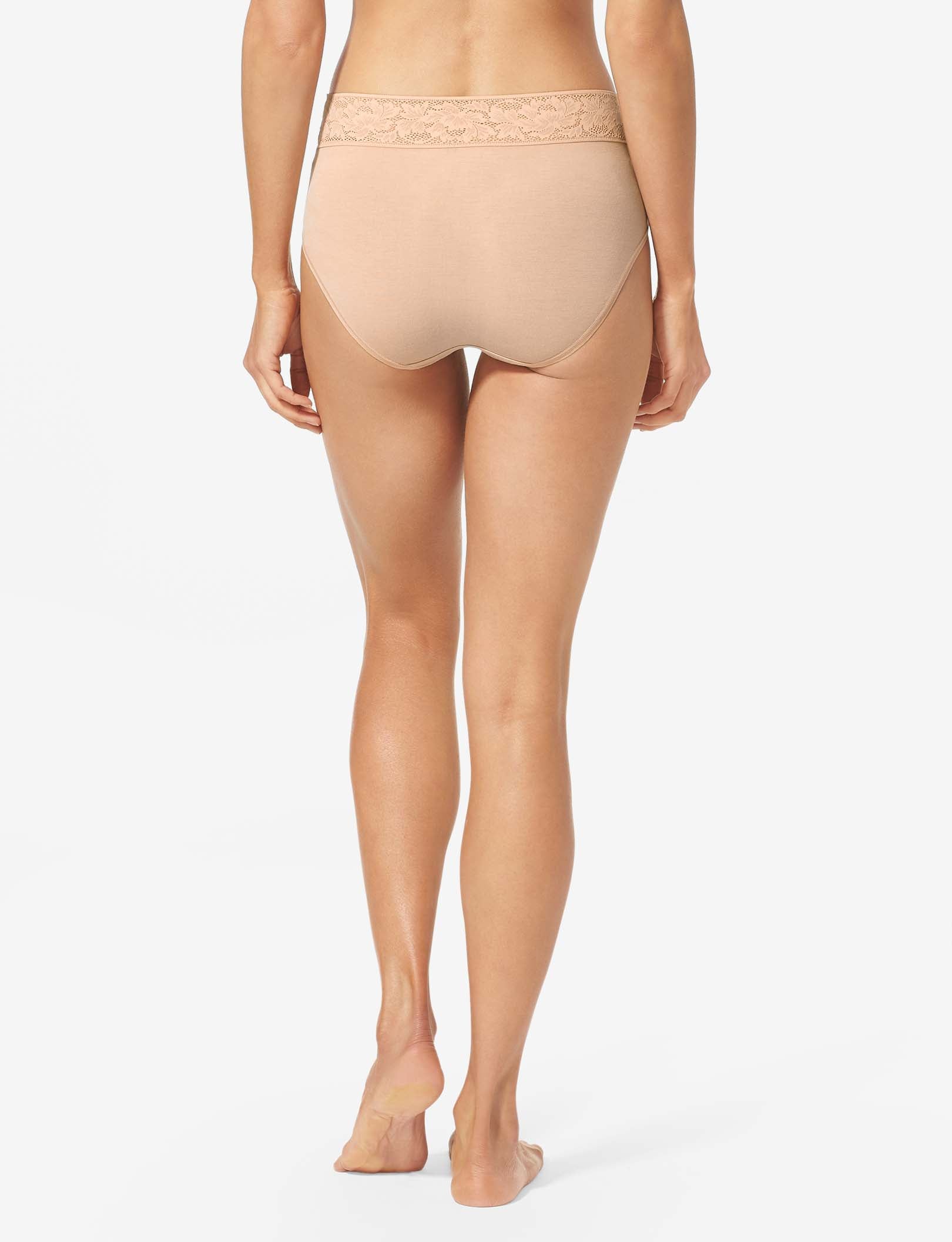 Women's Second Skin High Rise Brief, Lace Waist::Maple Sugar Lace