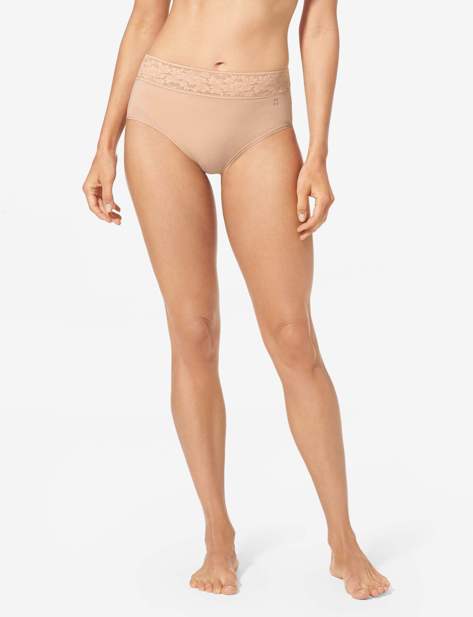 Women's Second Skin High Rise Brief, Lace Waist::Maple Sugar Lace