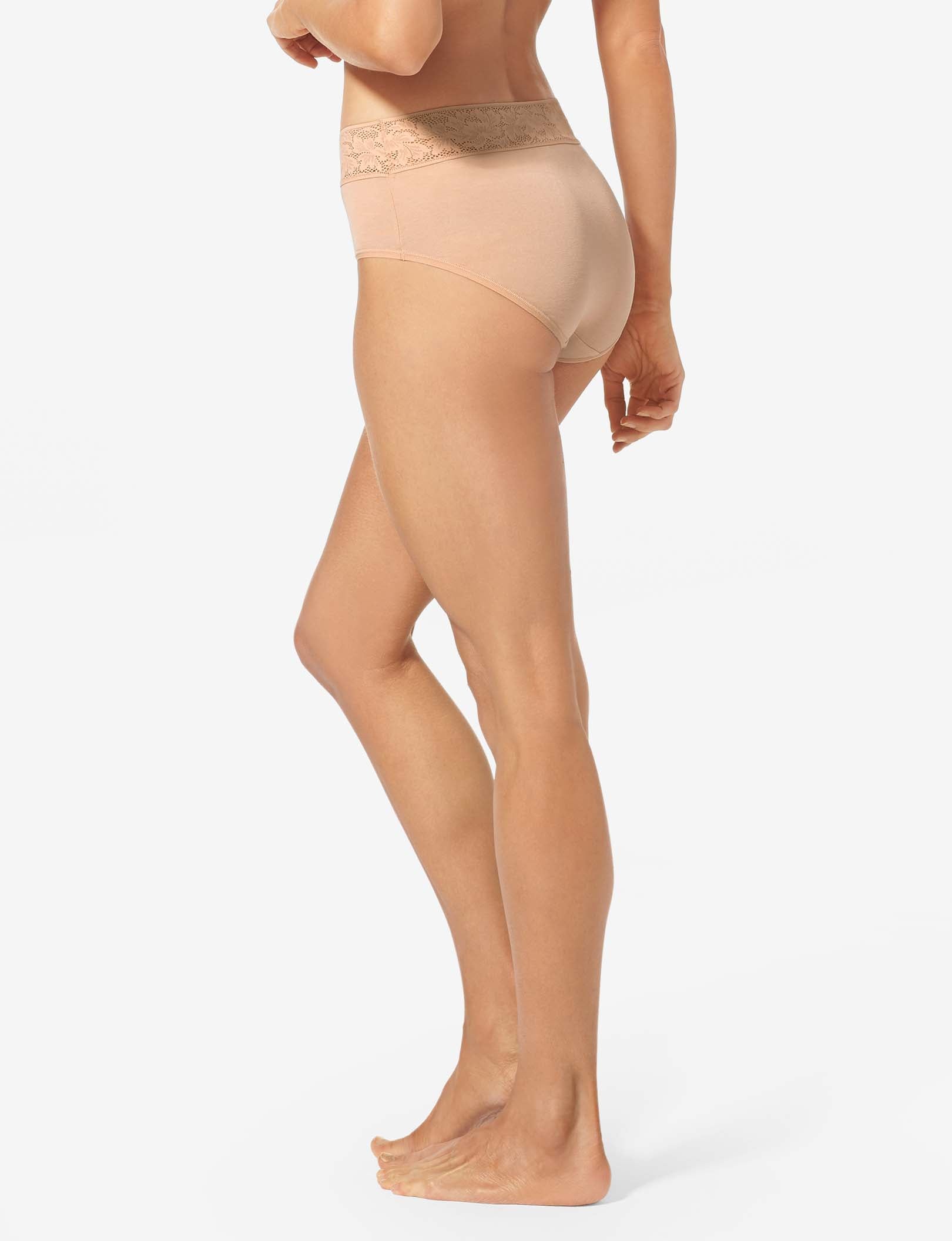 Women's Second Skin High Rise Brief, Lace Waist::Maple Sugar Lace