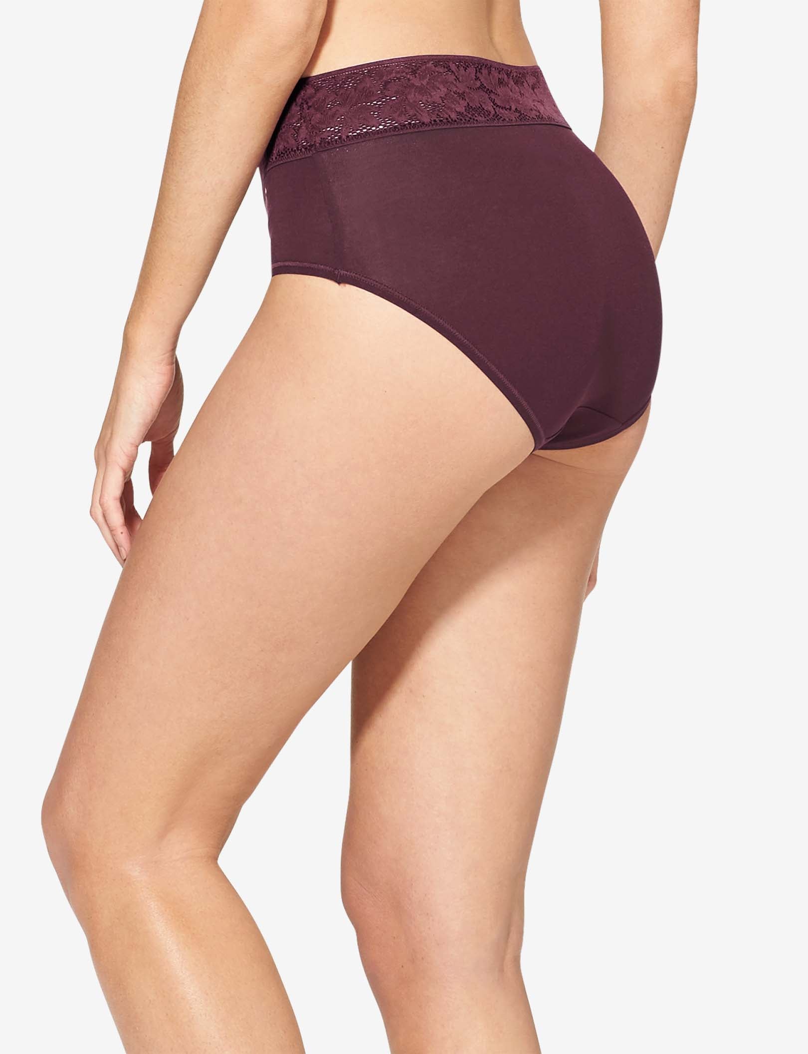 Women's Second Skin High Rise Brief, Lace Waist::Winetasting Lace