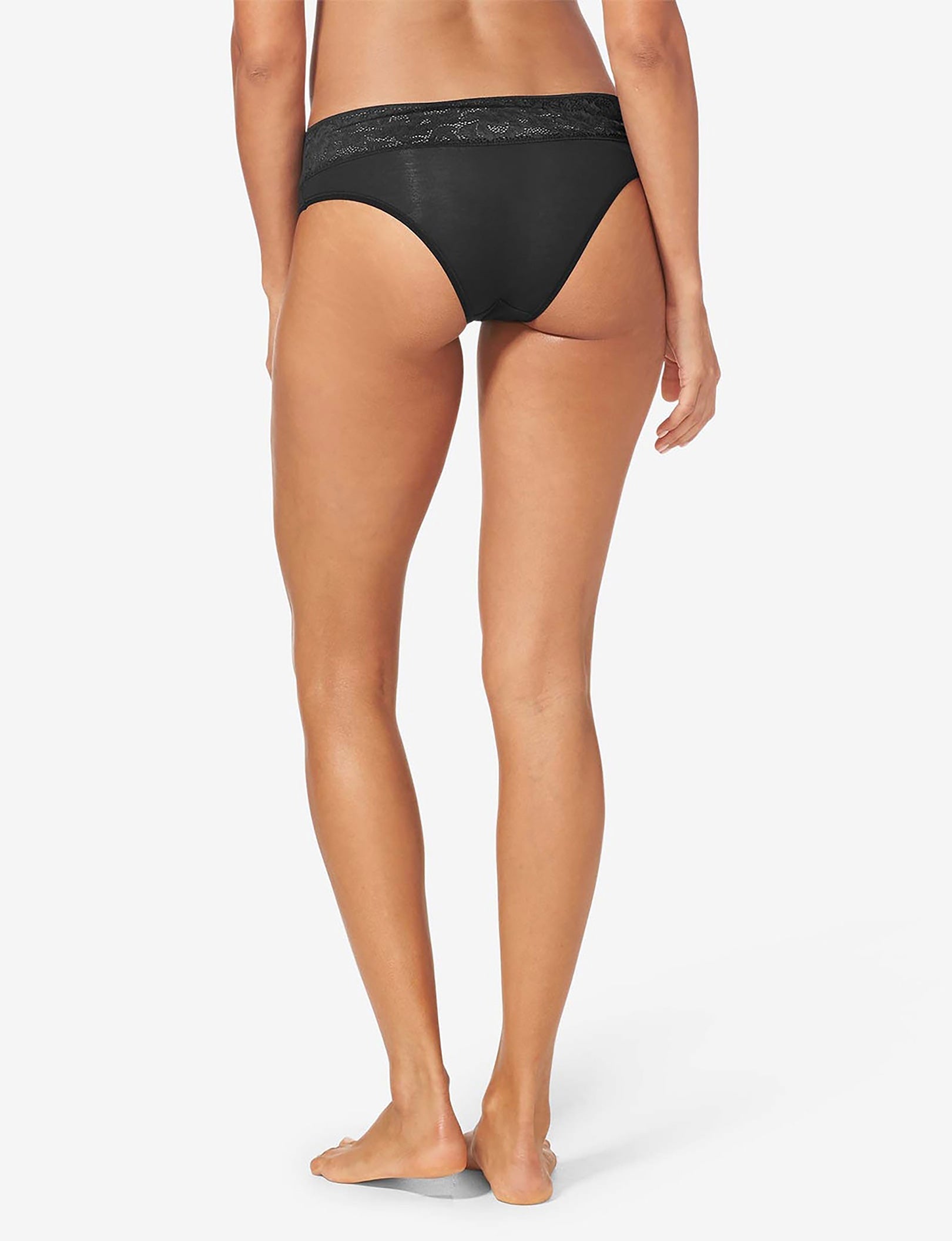 Women's Second Skin Cheeky, Lace Waist::Black Lace