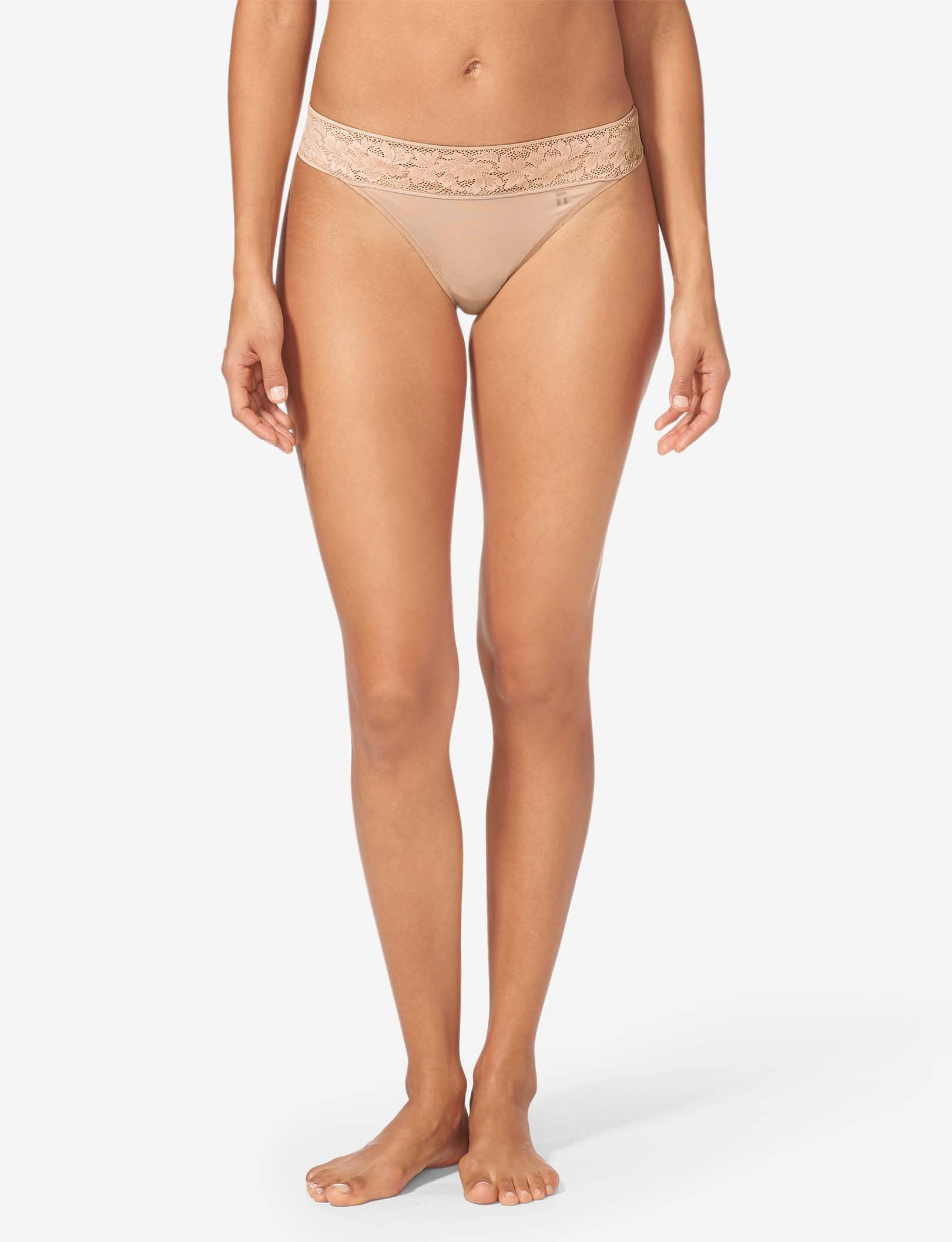 Women's Second Skin Thong, Lace Waist::Maple Sugar Lace