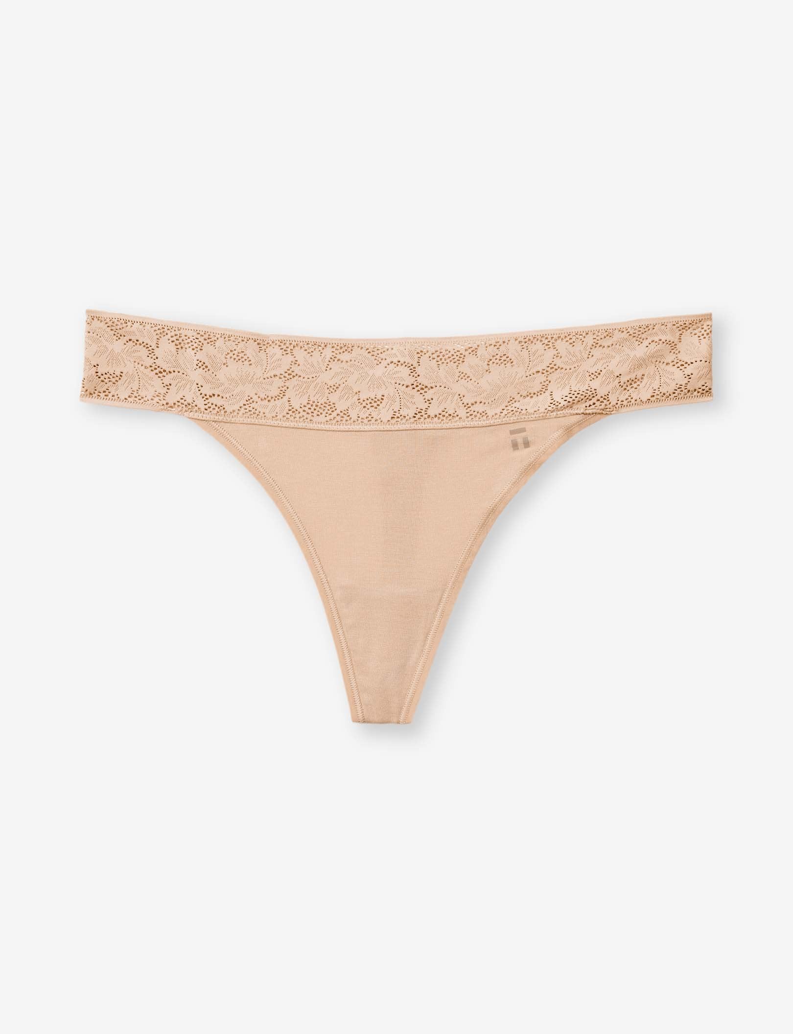Women's Second Skin Thong, Lace Waist::Maple Sugar Lace