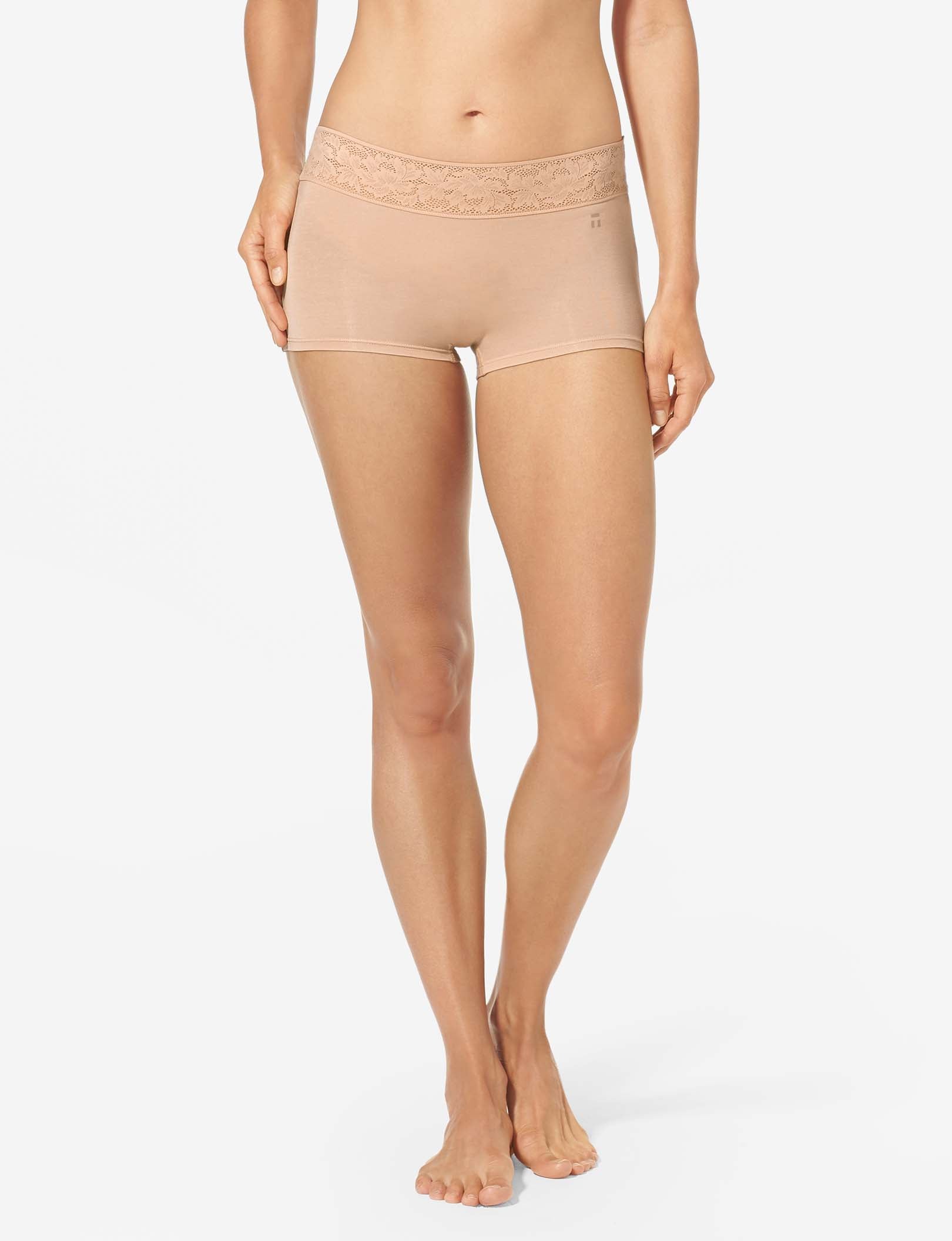 Women's Second Skin Boyshort, Lace Waist::Maple Sugar Lace