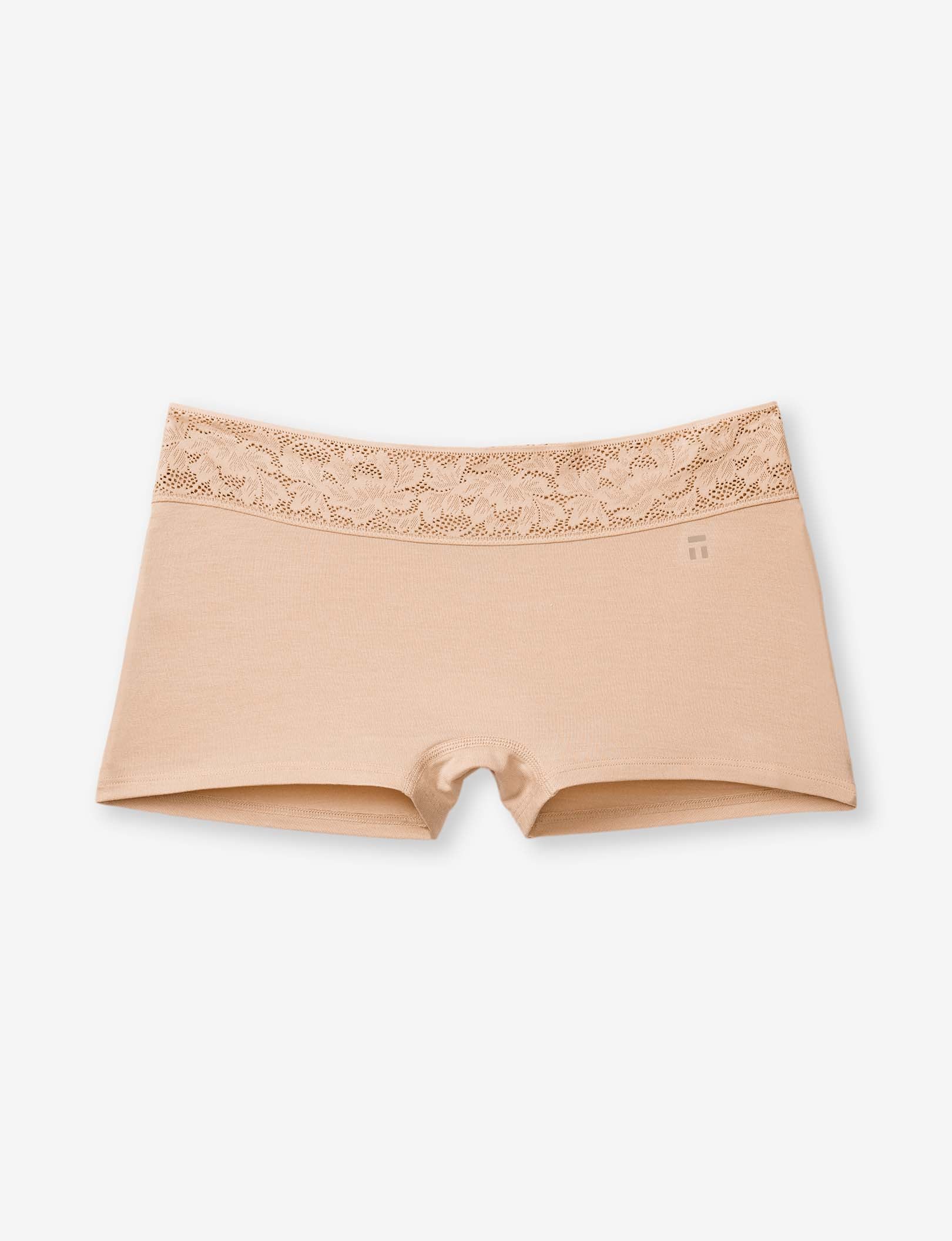 Women's Second Skin Boyshort, Lace Waist::Maple Sugar Lace