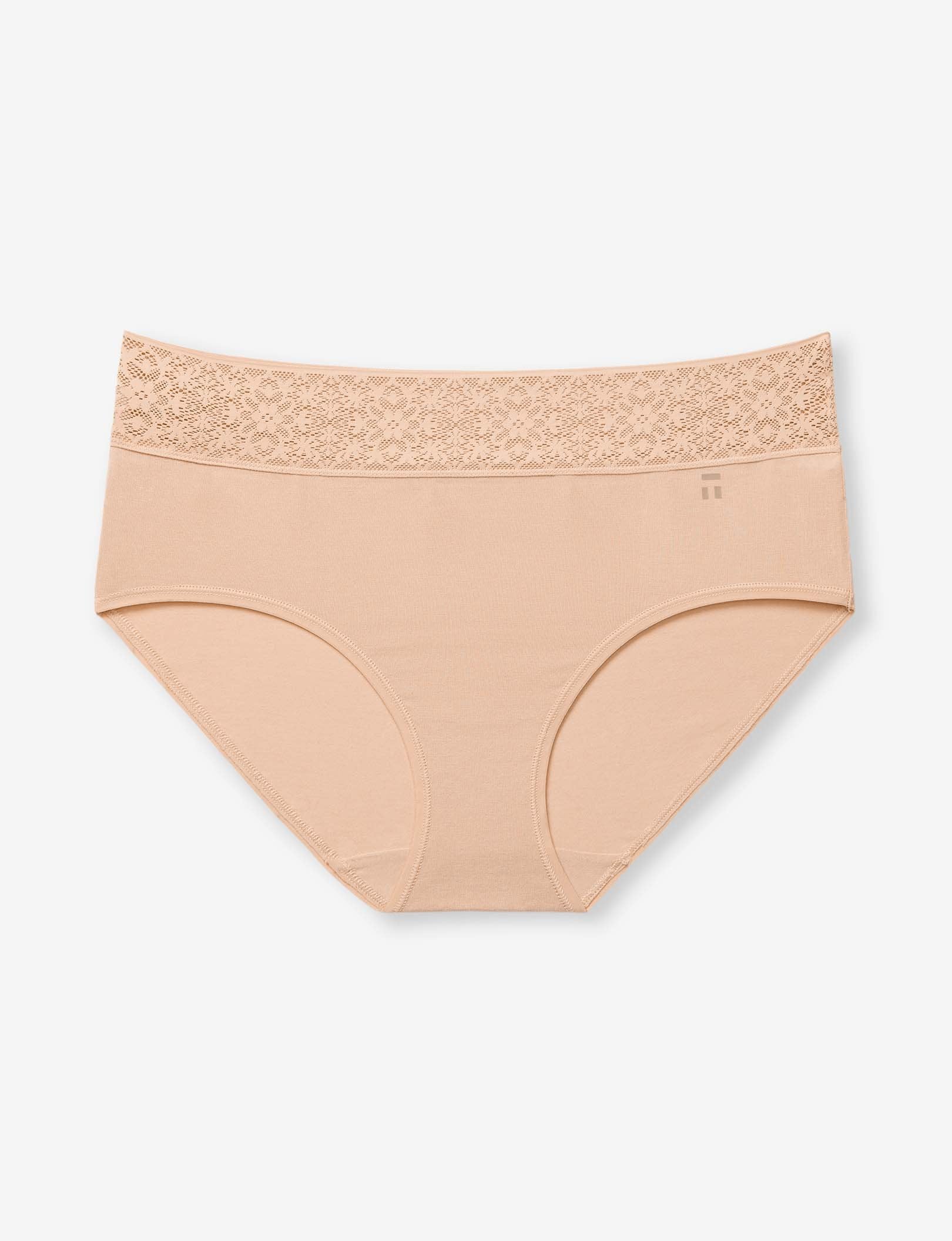 Women's Cool Cotton High Rise Brief, Lace Waist::Maple Sugar Lace Waist