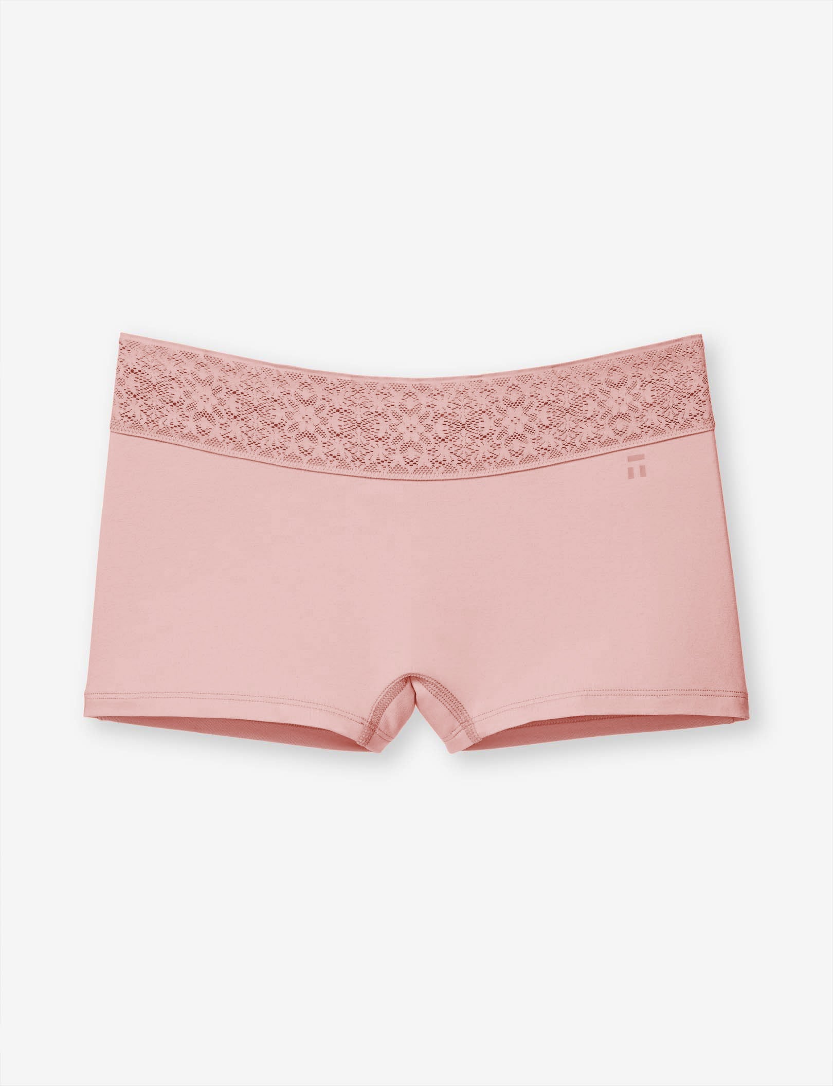 Women's Cool Cotton Boyshort, Lace Waist::Peachskin Lace Waist