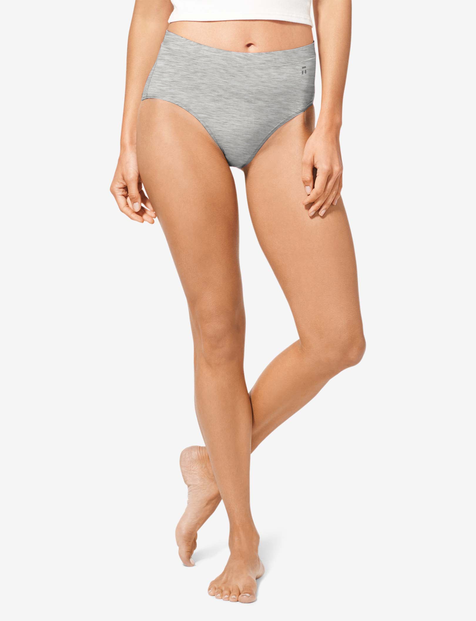 Women's Cool Cotton High Rise Brief::Heather Grey