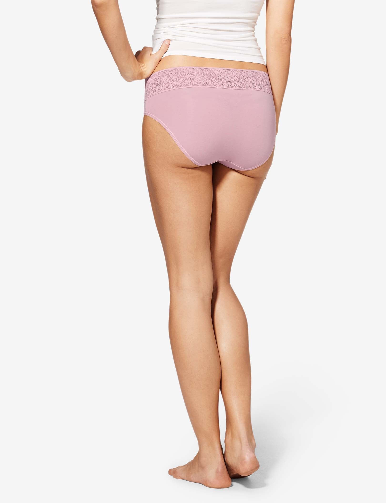 Women's Cool Cotton Brief, Lace Waist::Mauve Shadows Lace Waist