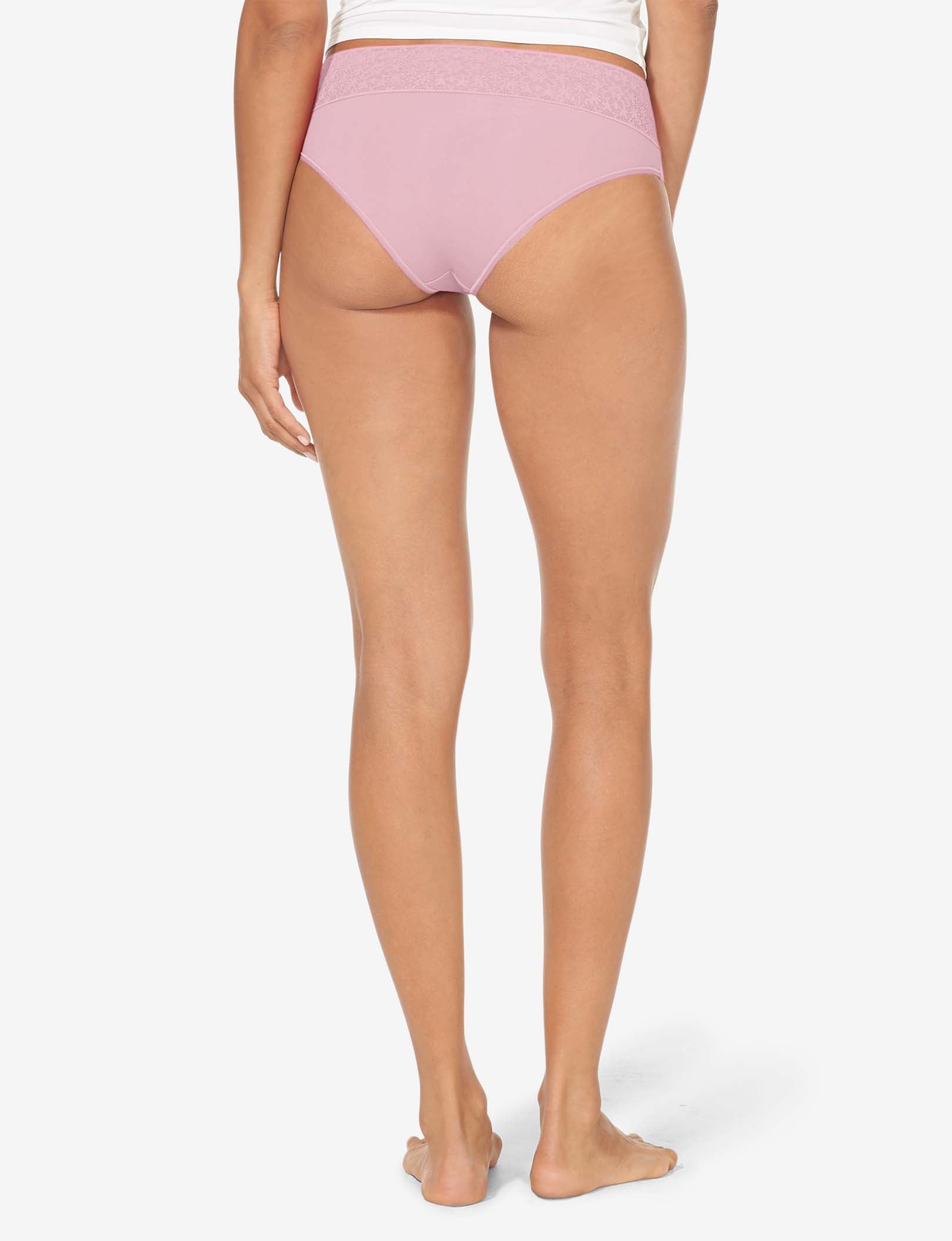 Women's Cool Cotton Cheeky, Lace Waist::Mauve Shadows Lace Waist