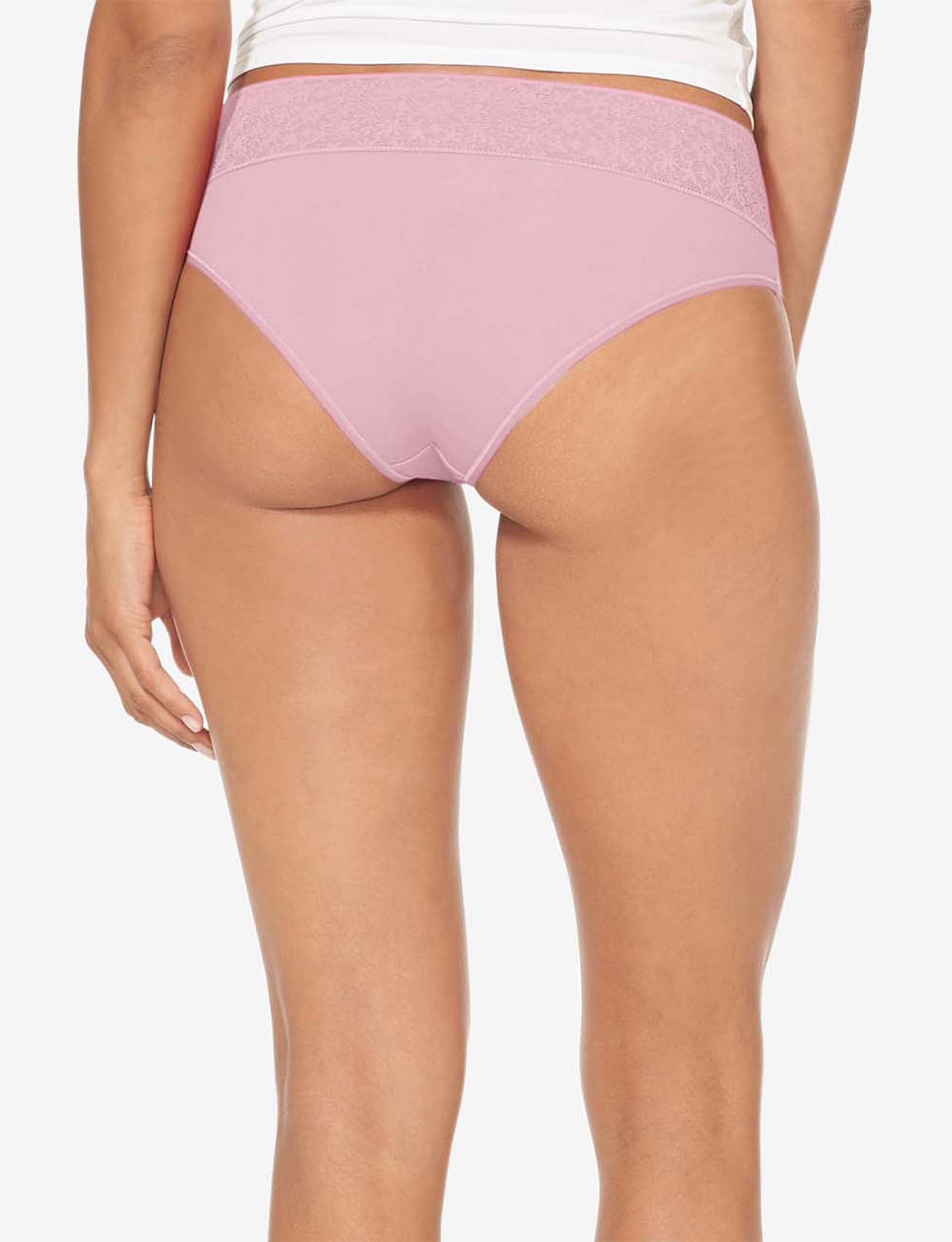 Women's Cool Cotton Cheeky, Lace Waist::Mauve Shadows Lace Waist