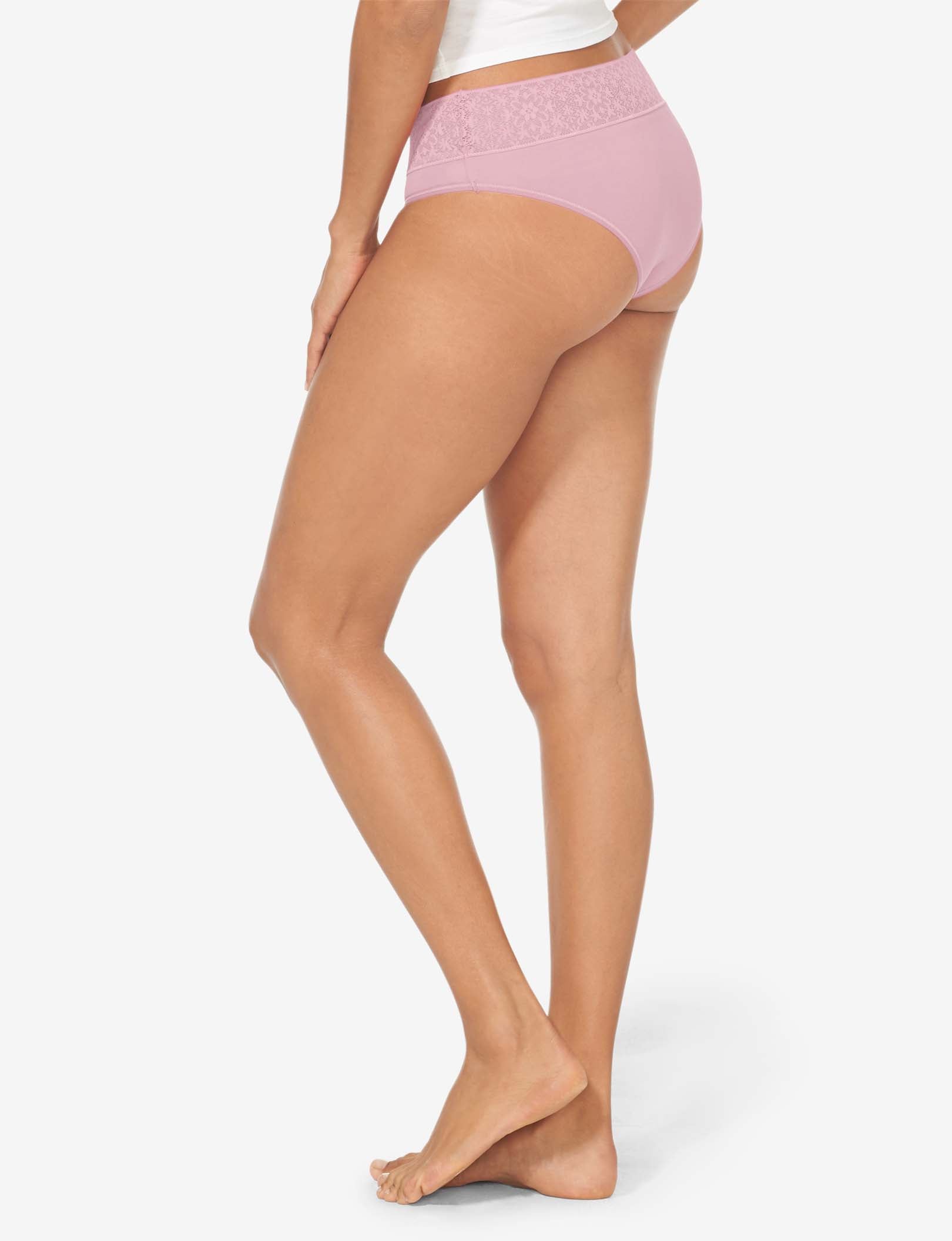 Women's Cool Cotton Cheeky, Lace Waist::Mauve Shadows Lace Waist