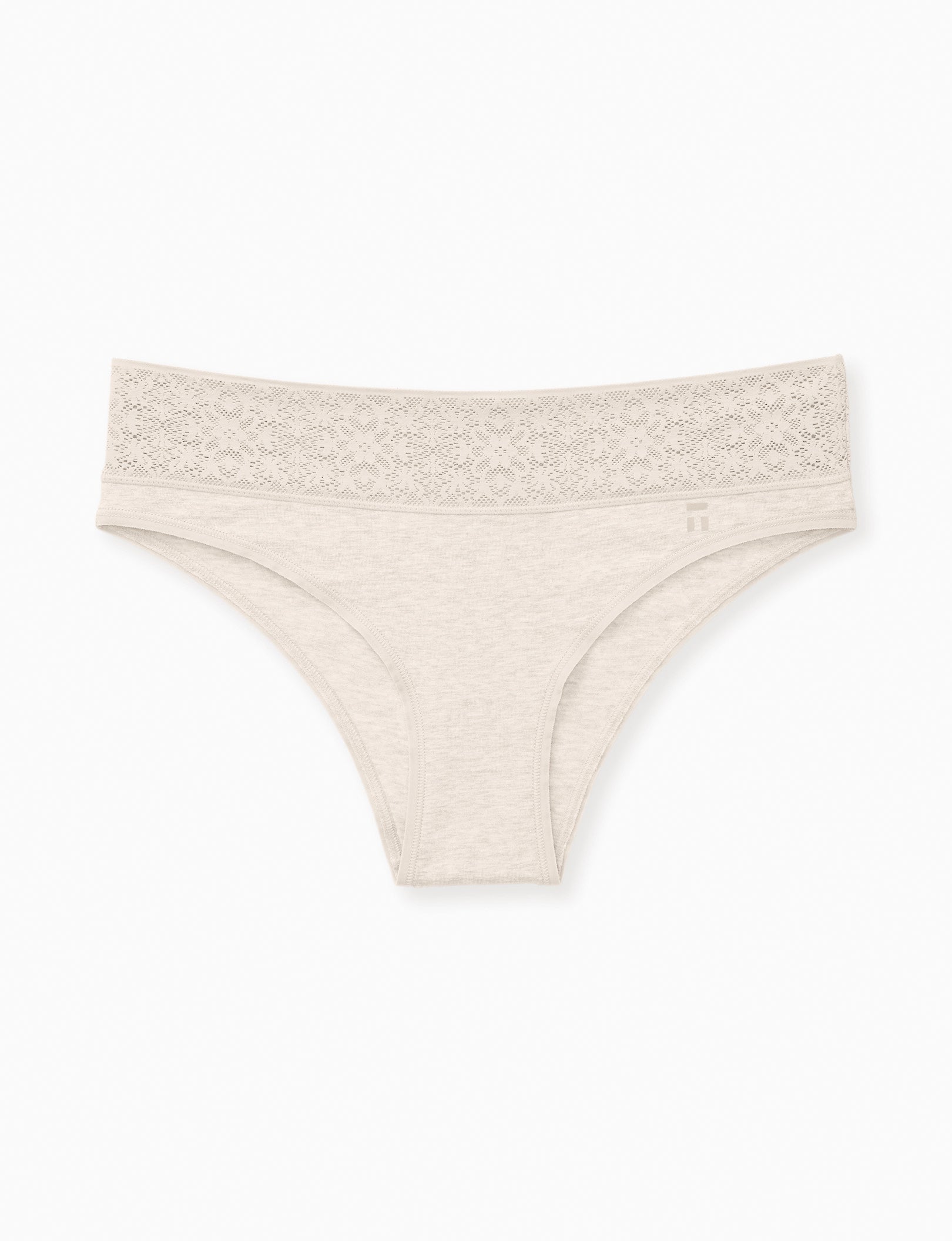 Women's Cool Cotton Cheeky, Lace Waist::Oatmeal Heather Lace Waist