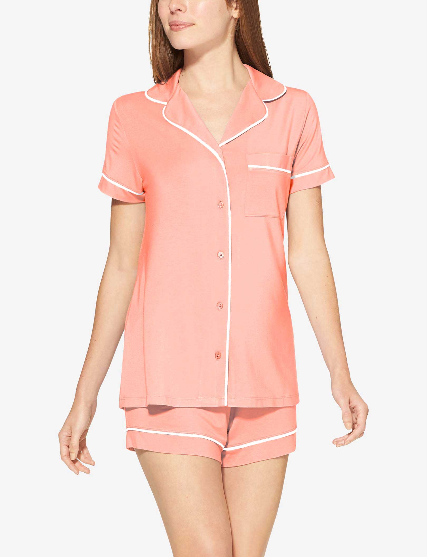Women's Pajama Short Sleeve Top::Apricot Blush