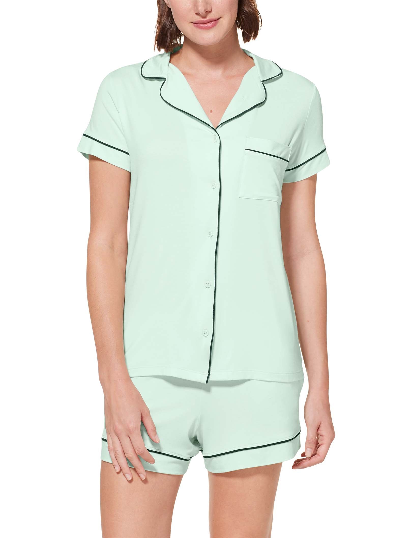 Women's Pajama Short Sleeve Top::Glacier