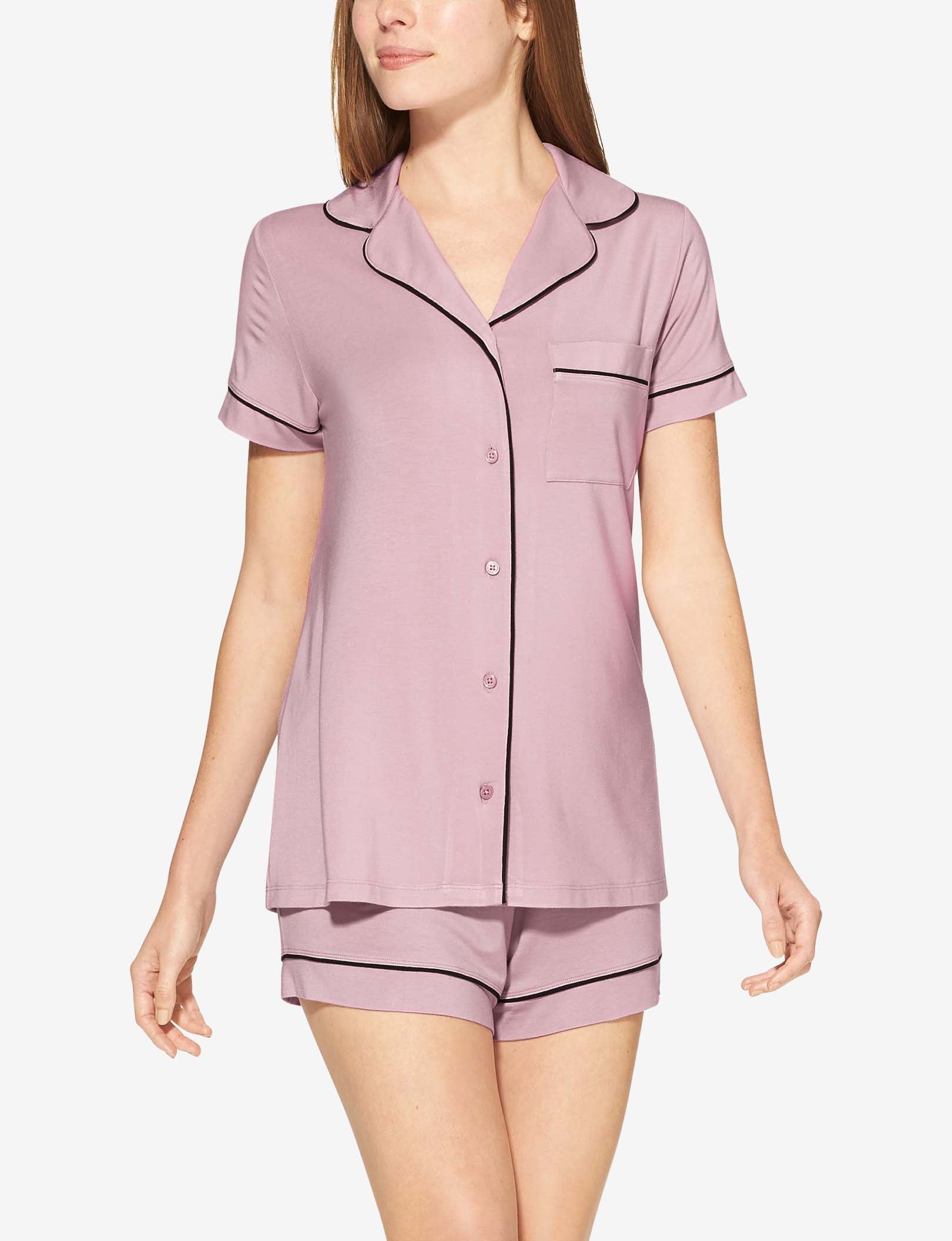 Women's Pajama Short Sleeve Top::Mauve Shadows