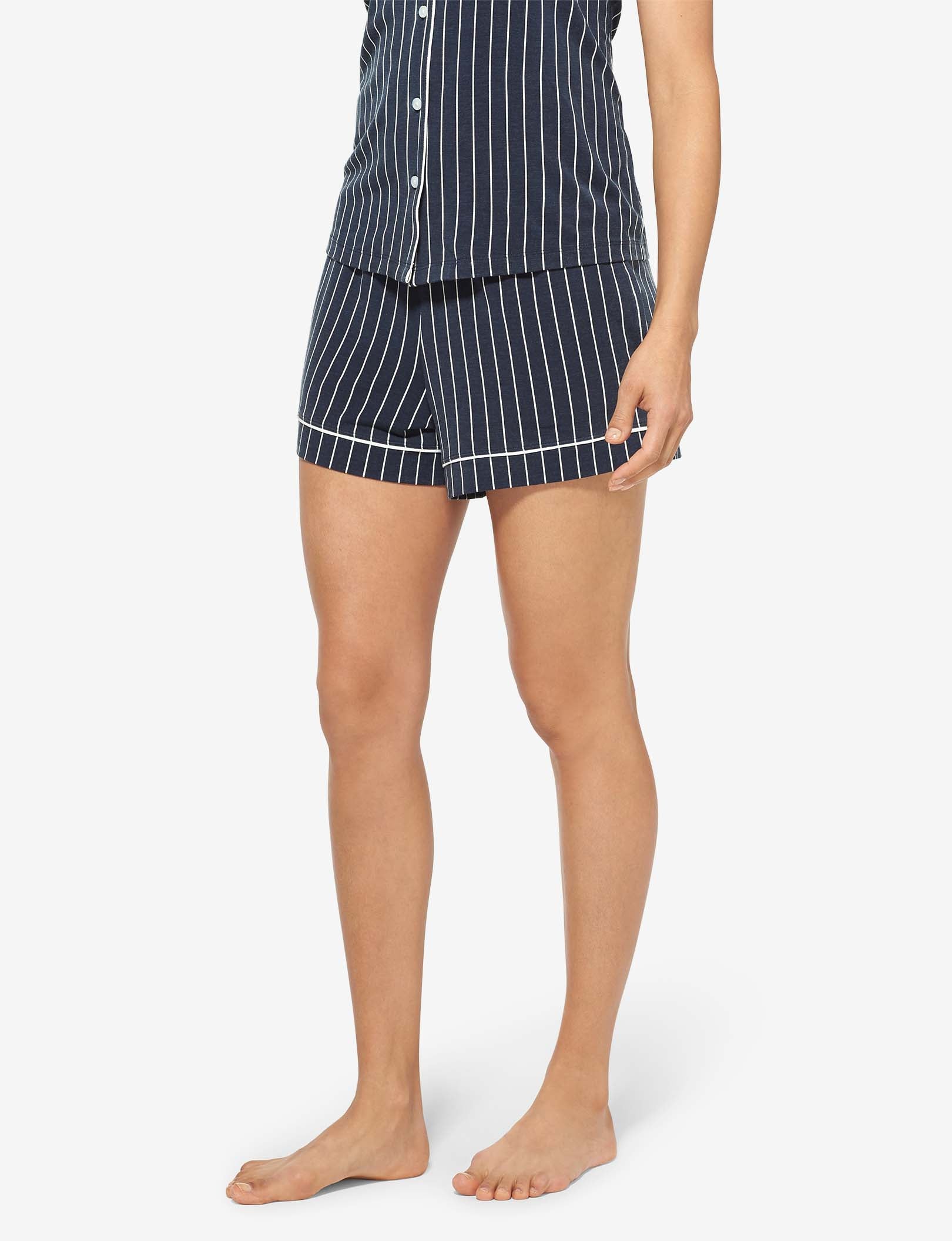 Women's Pajama Short::Navy Blazer Pinstripe