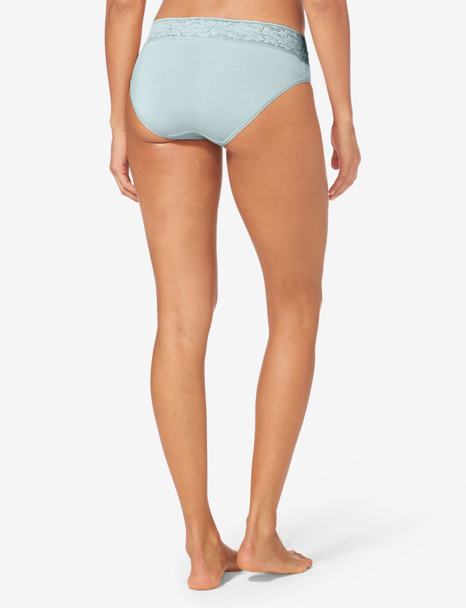 Women's Second Skin Brief, Lace Waist::Wan Blue Lace
