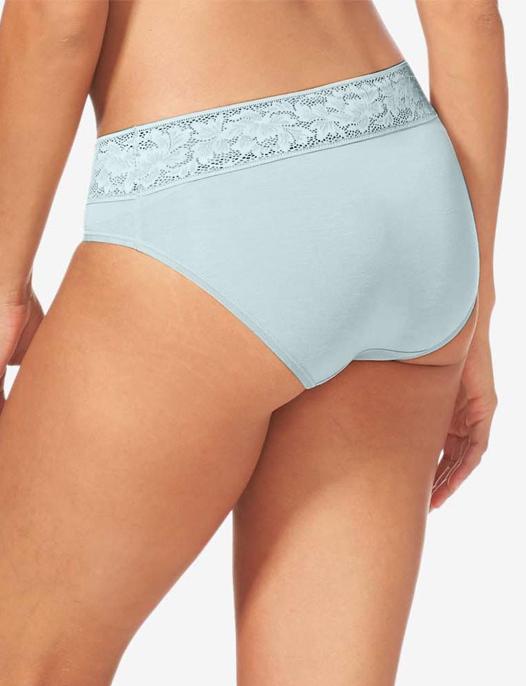 Women's Second Skin Brief, Lace Waist::Wan Blue Lace