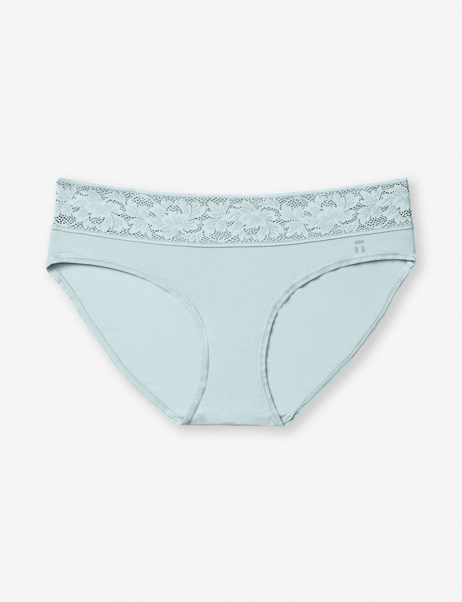 Women's Second Skin Brief, Lace Waist::Wan Blue Lace