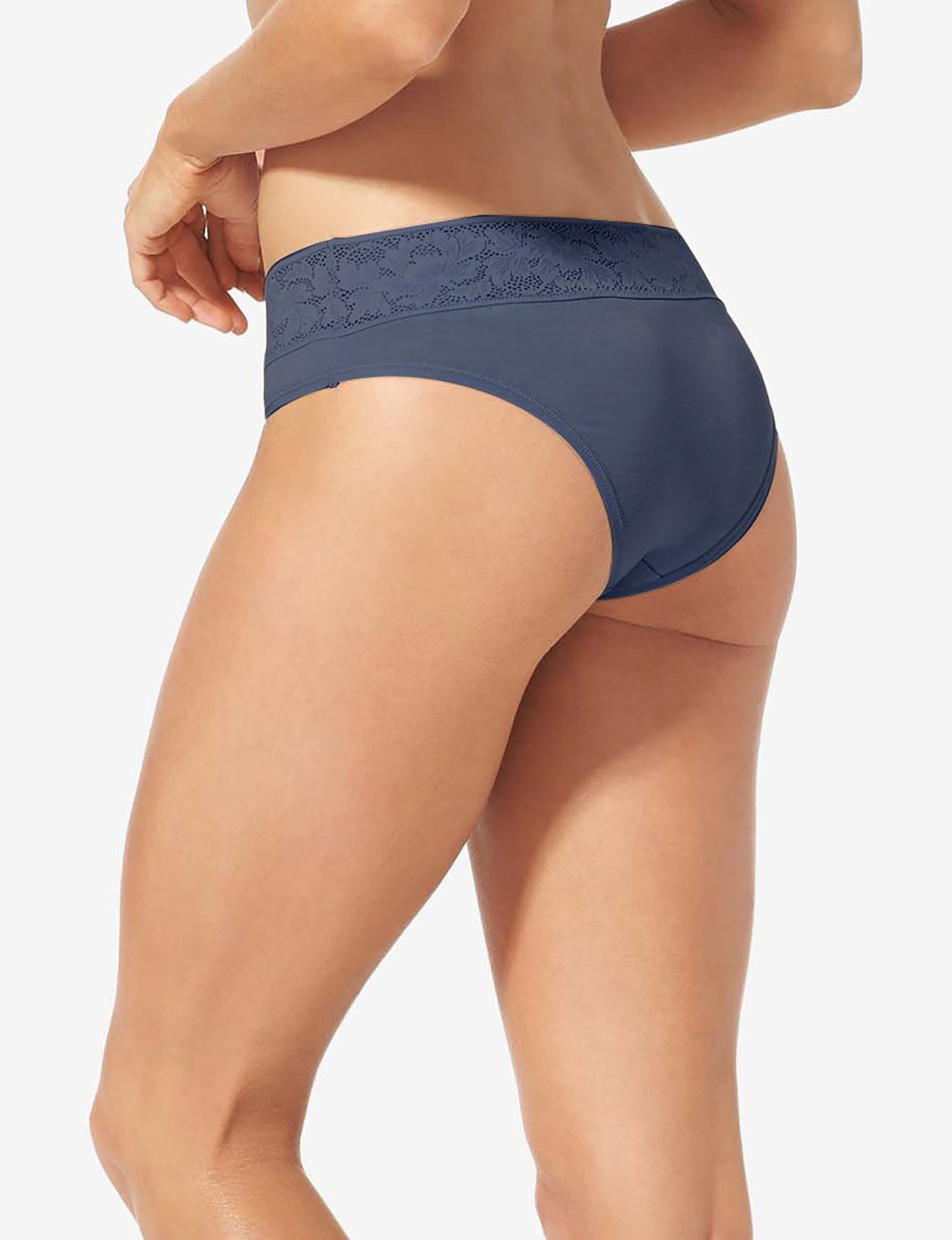 Women's Second Skin Cheeky, Lace Waist::Dress Blues Lace