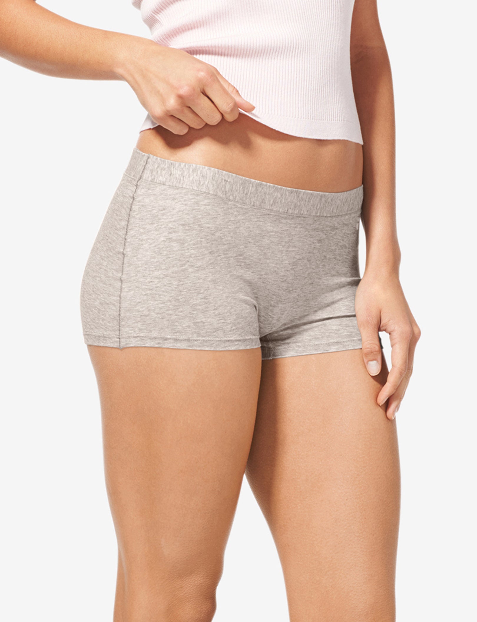 Women's Second Skin Boyshort::Dove Heather