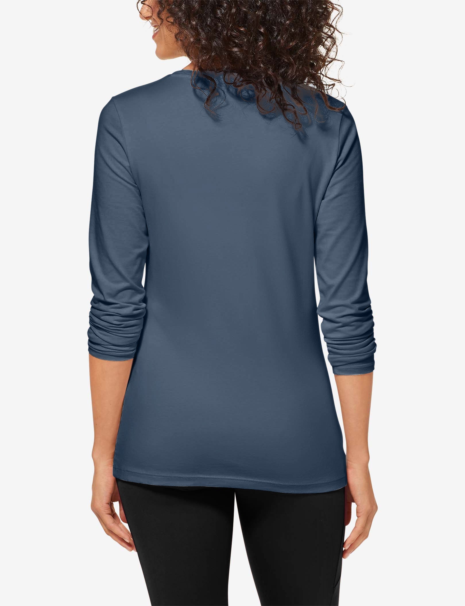 Women's Second Skin Long Sleeve Crew Neck Tee::Bering Sea