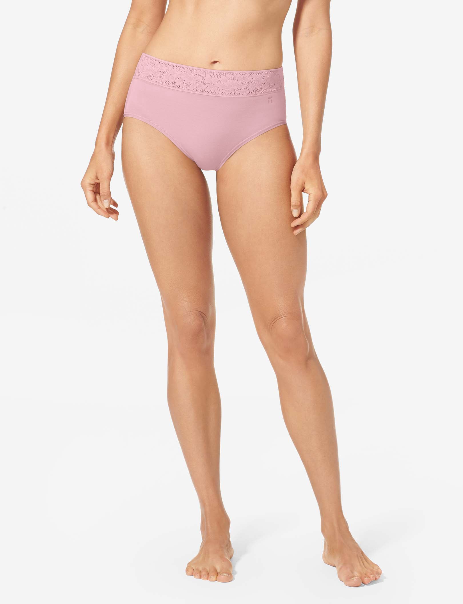 Women's Second Skin High Rise Brief, Lace Waist::Mauve Shadows Lace