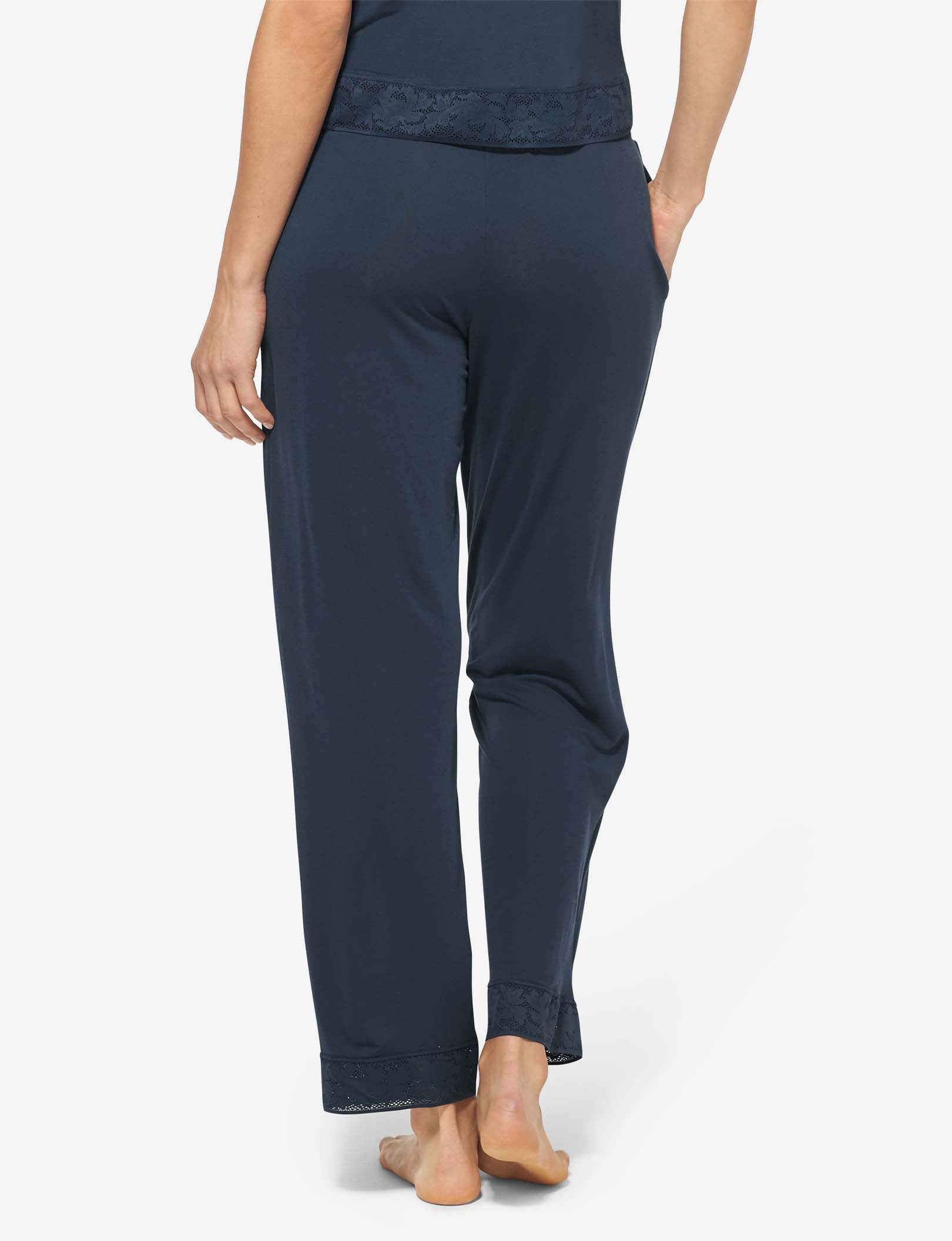 Women's Second Skin Sleep Pant, Lace Trim::Dress Blues Lace