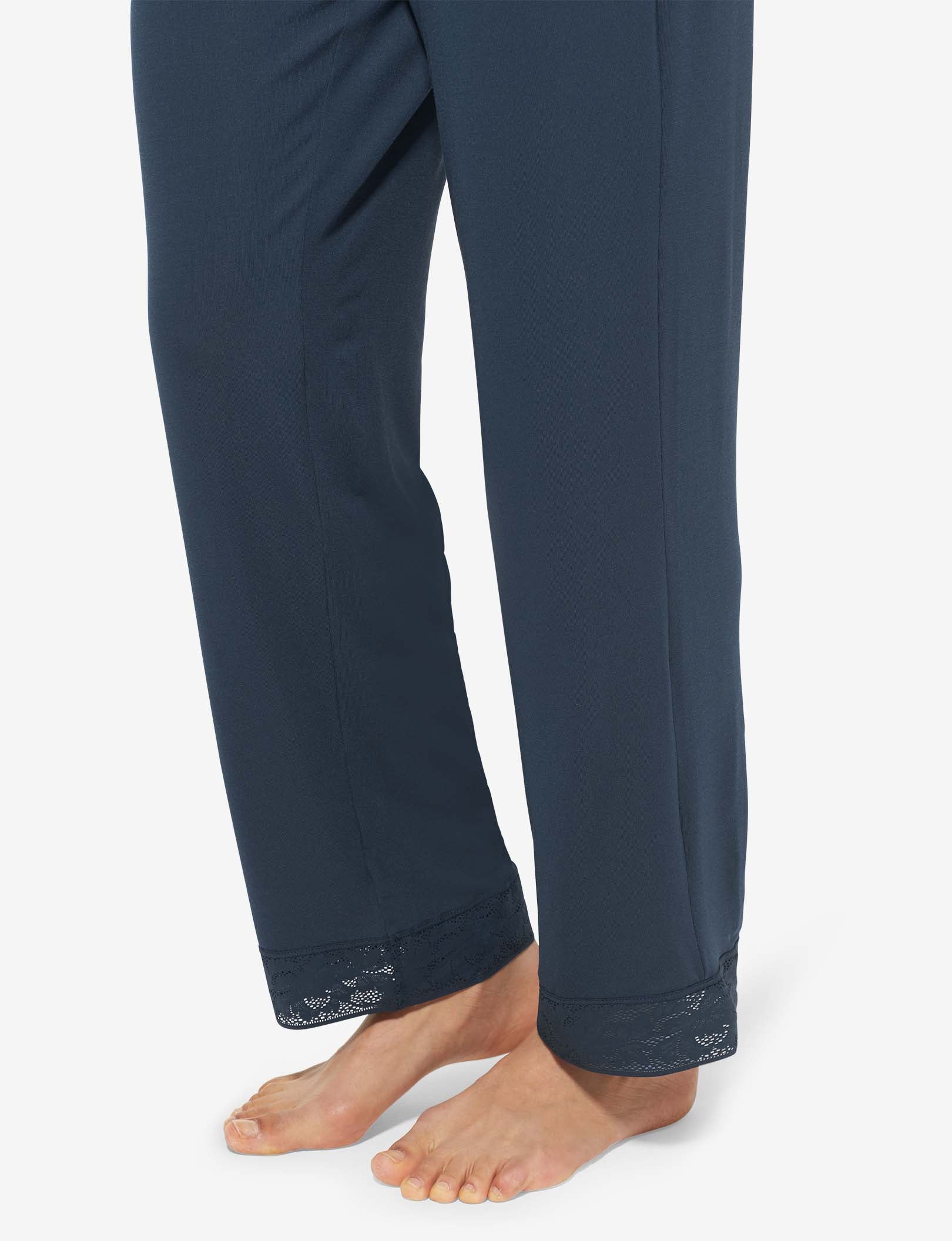 Women's Second Skin Sleep Pant, Lace Trim::Dress Blues Lace
