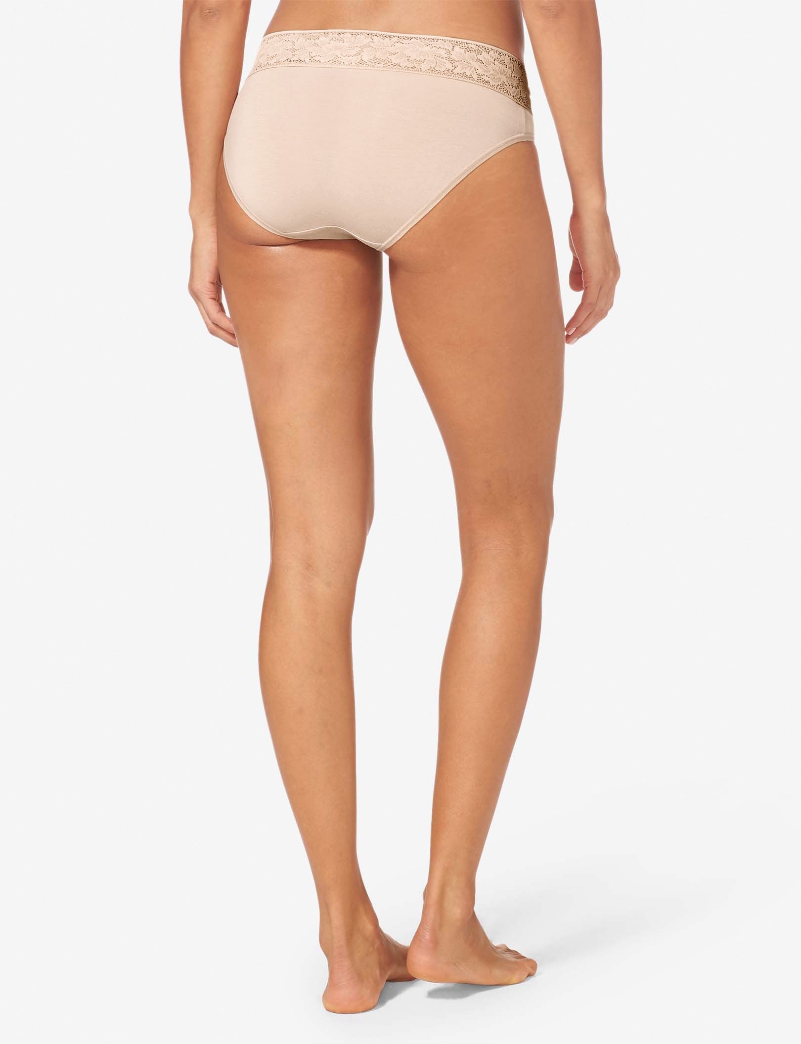 Women's Second Skin Brief, Lace Waist::Soft Pink Lace