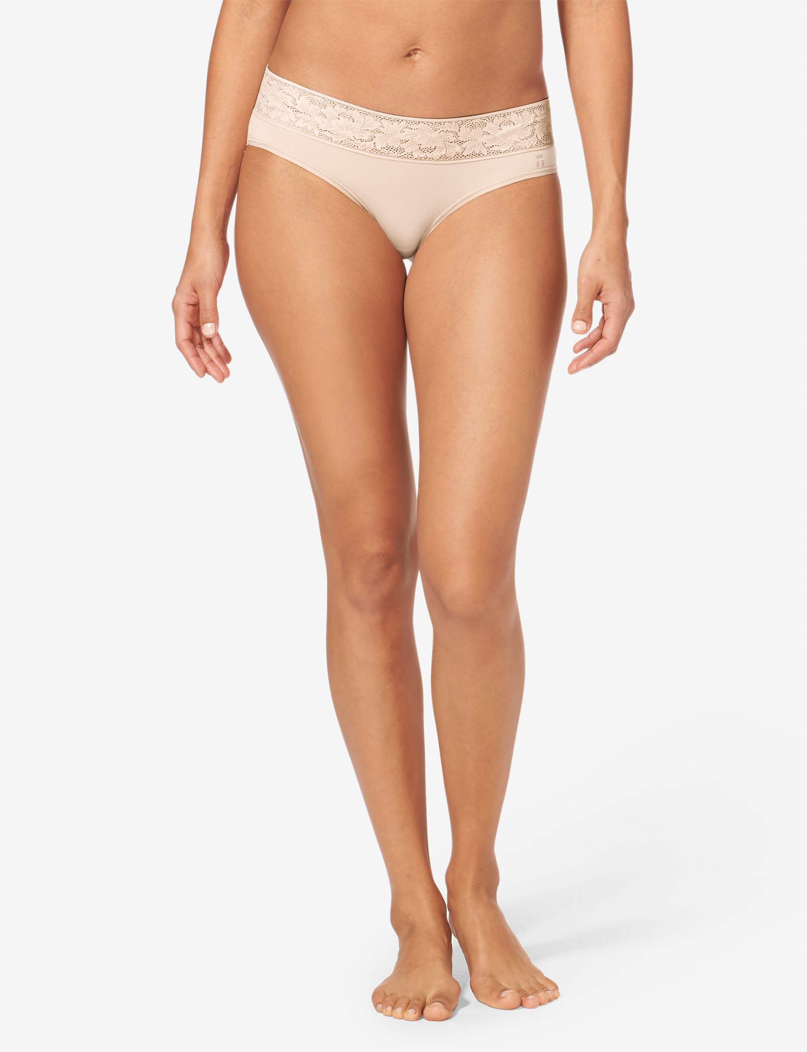 Women's Second Skin Brief, Lace Waist::Soft Pink Lace