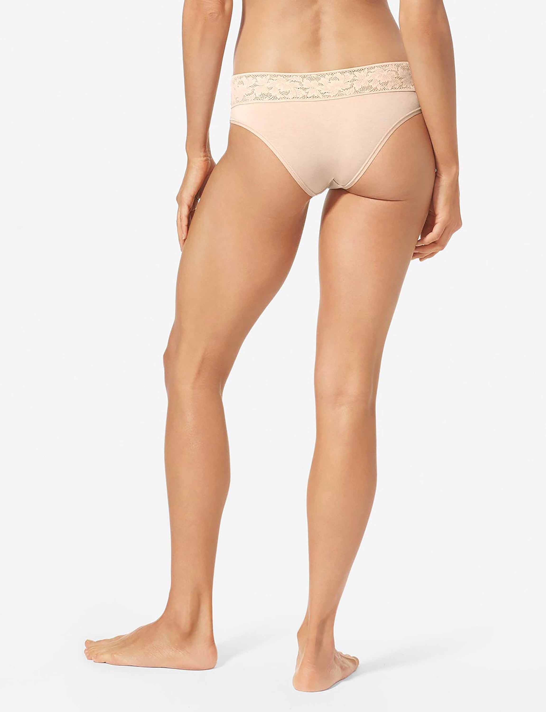 Women's Second Skin Cheeky, Lace Waist::Soft Pink Lace